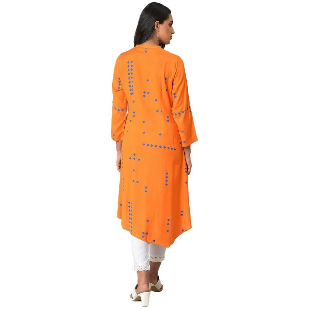 W For Woman Rayon Regular Kurta (23Few18952-120113_Dusty Orange_18