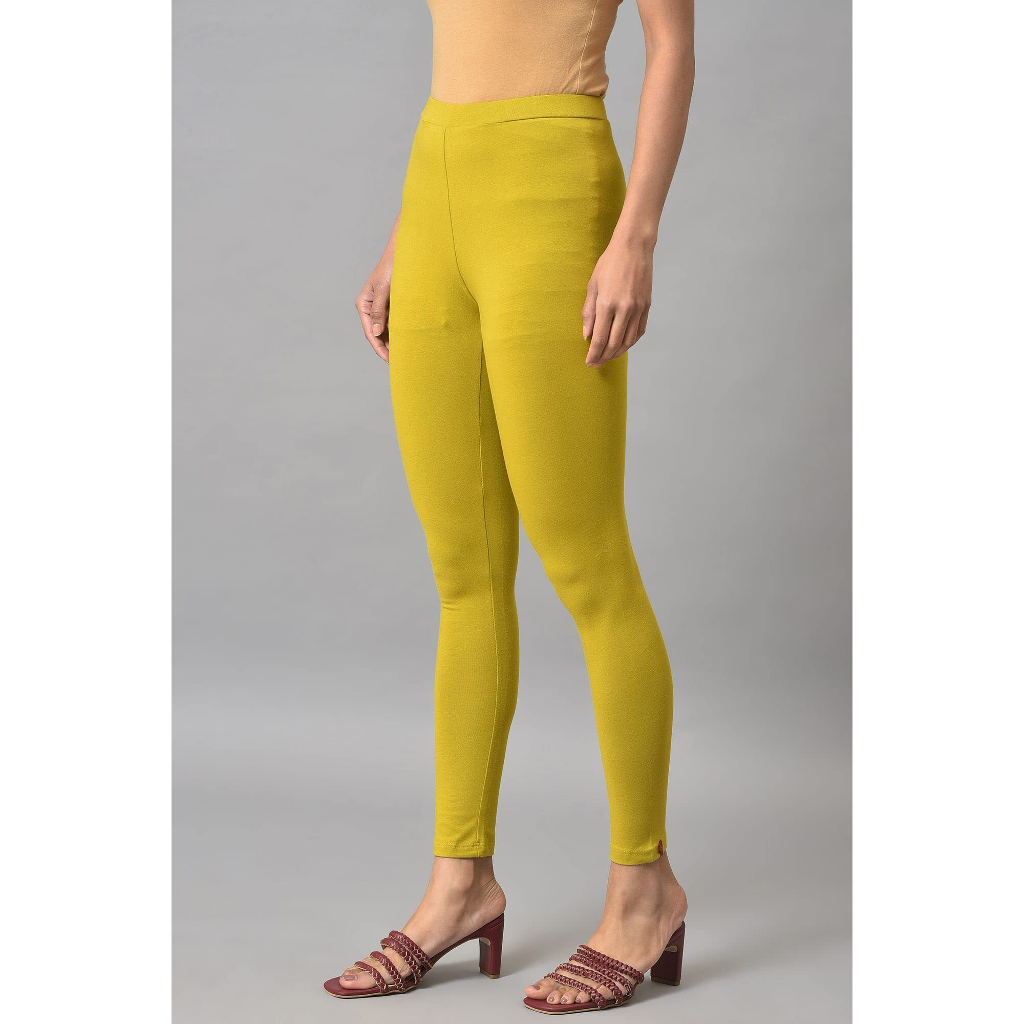 W For Woman Women Green Cotton Jersey Regular Fit Tights_23Few60105-219149_Xl