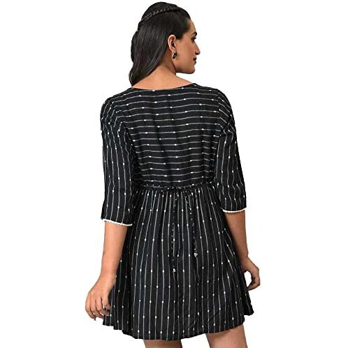 Black Dobby Fit And Flare Kurti