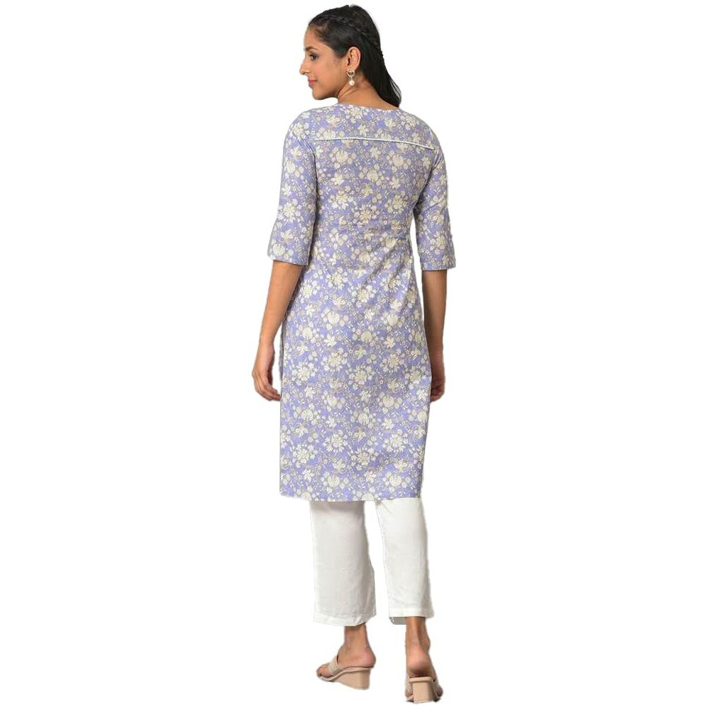 Aurelia Purple Floral Printed Printed Cotton Regular Kurta For Women