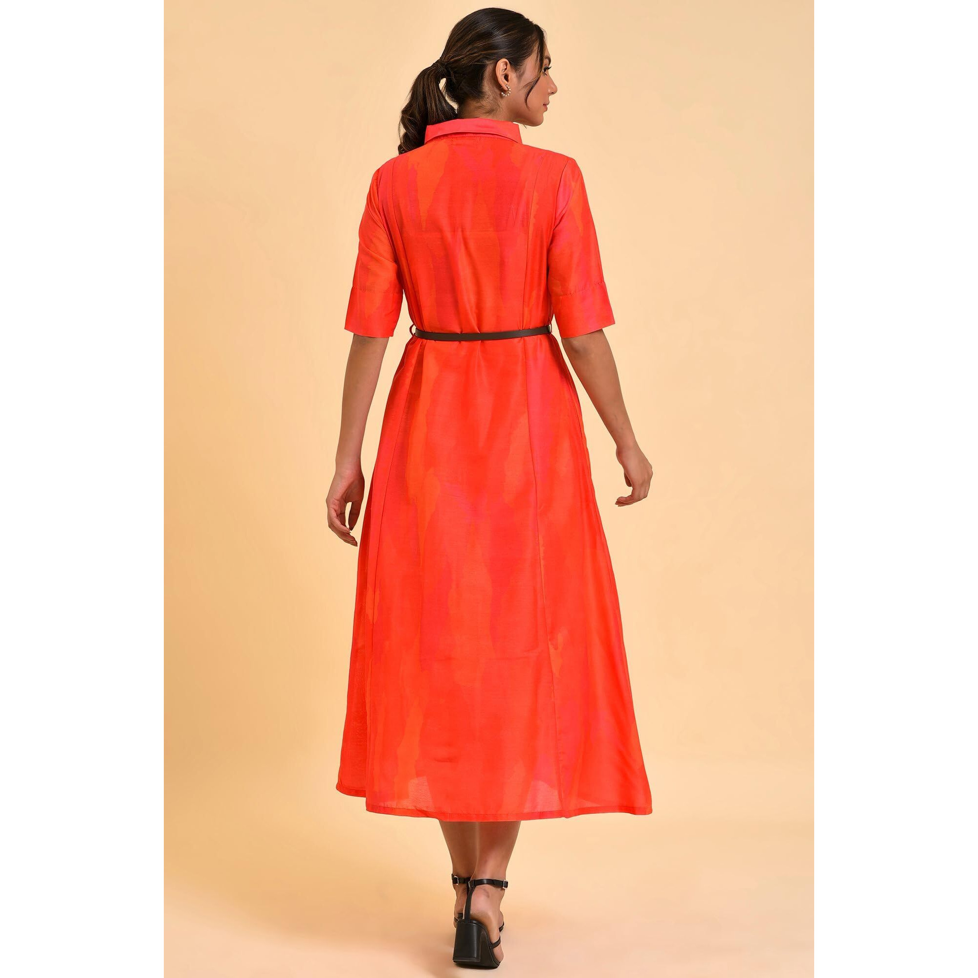 W For Woman Women's Polyester Dress (23Few18812-810327_Red