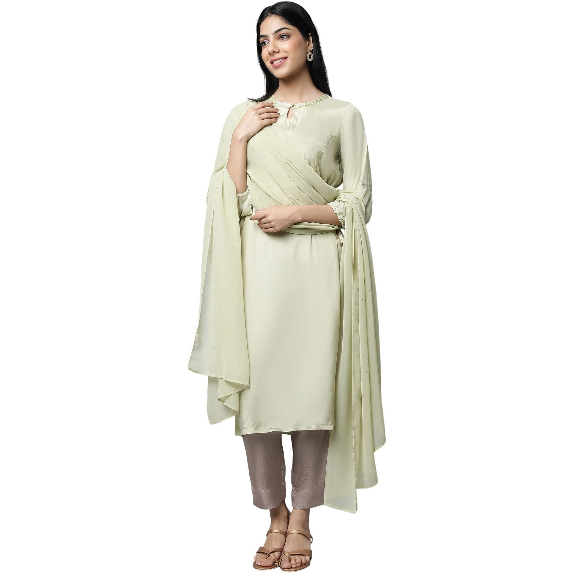 Aurelia Women's Viscose Regular Kurta (23Fea13945-605323_Green