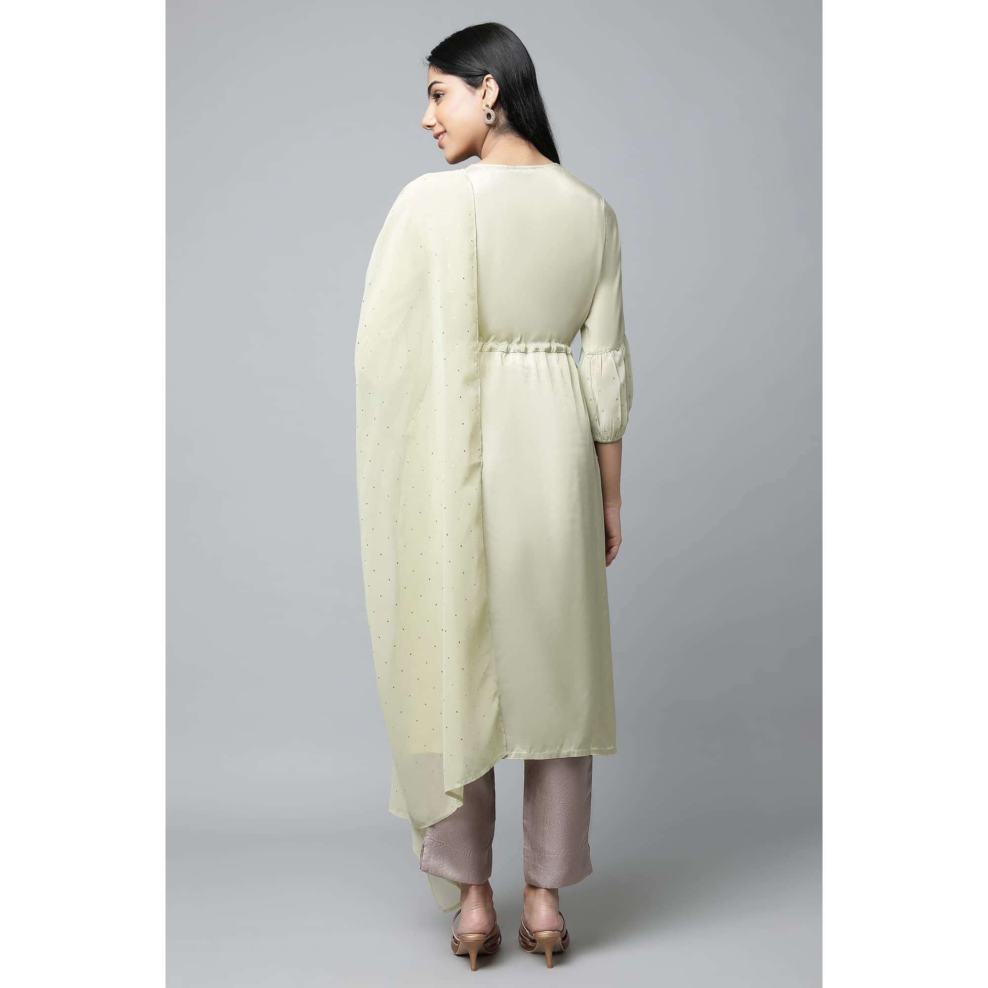 Aurelia Women's Viscose Regular Kurta (23Fea13945-605323_Green