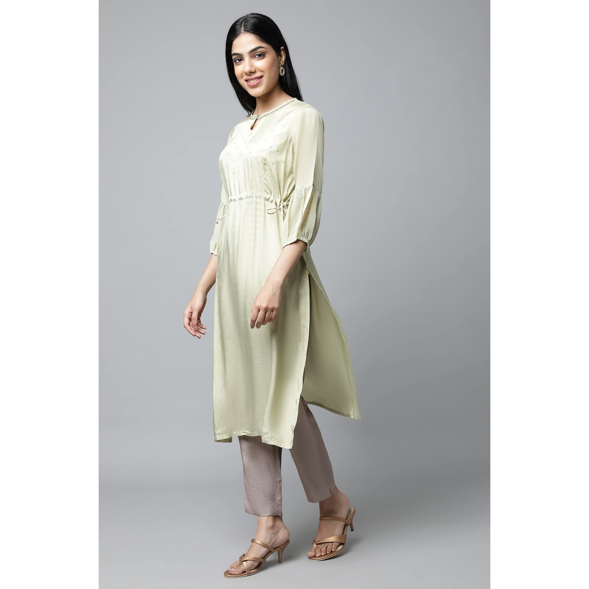 Aurelia Women's Viscose Regular Kurta (23Fea13945-605323_Green