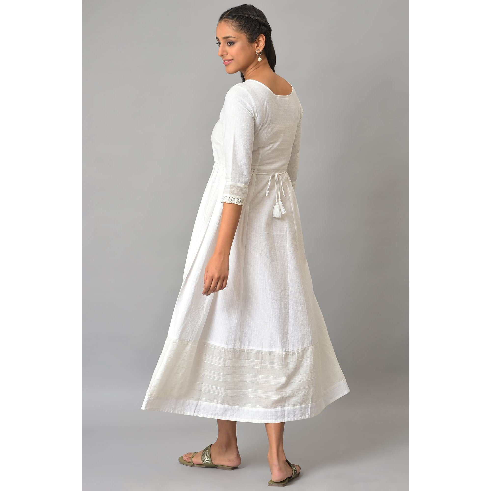 Aurelia Women's Cotton Fit And Flare Midi Dress (23Fea13854-605270_White
