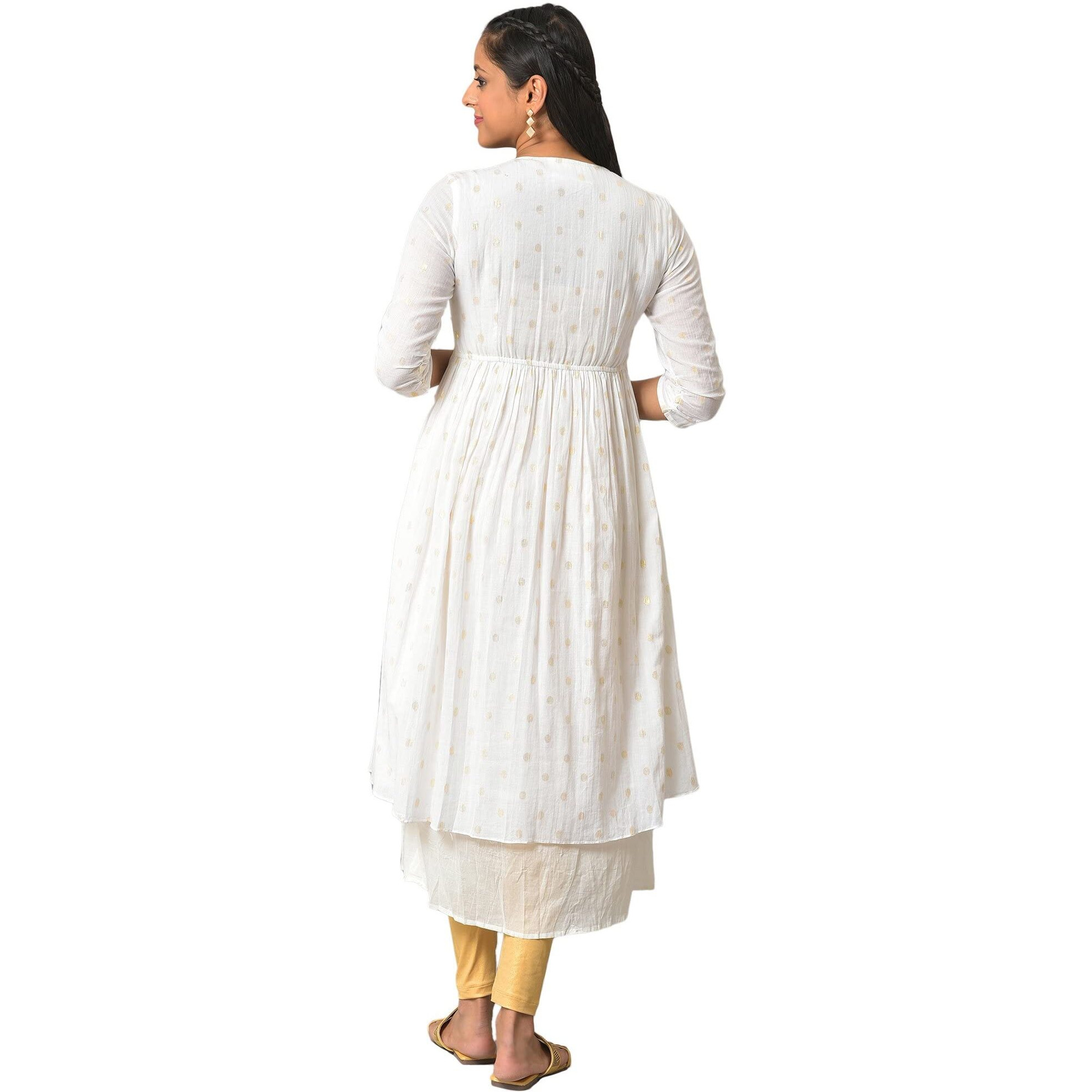 White Flared Jacquard Dress