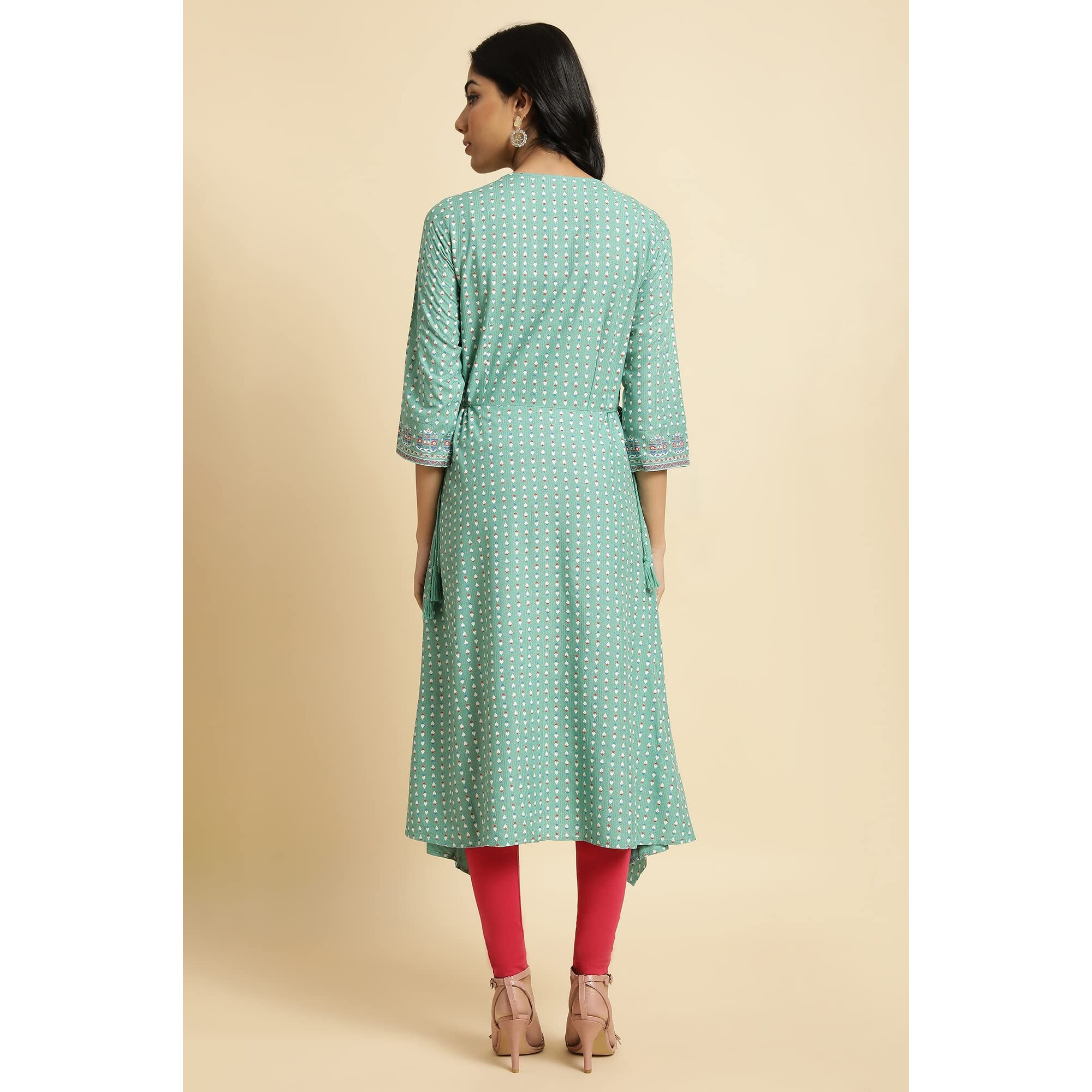 W For Woman Viscose Regular Kurta (23Few19081-120343_Light Green_16