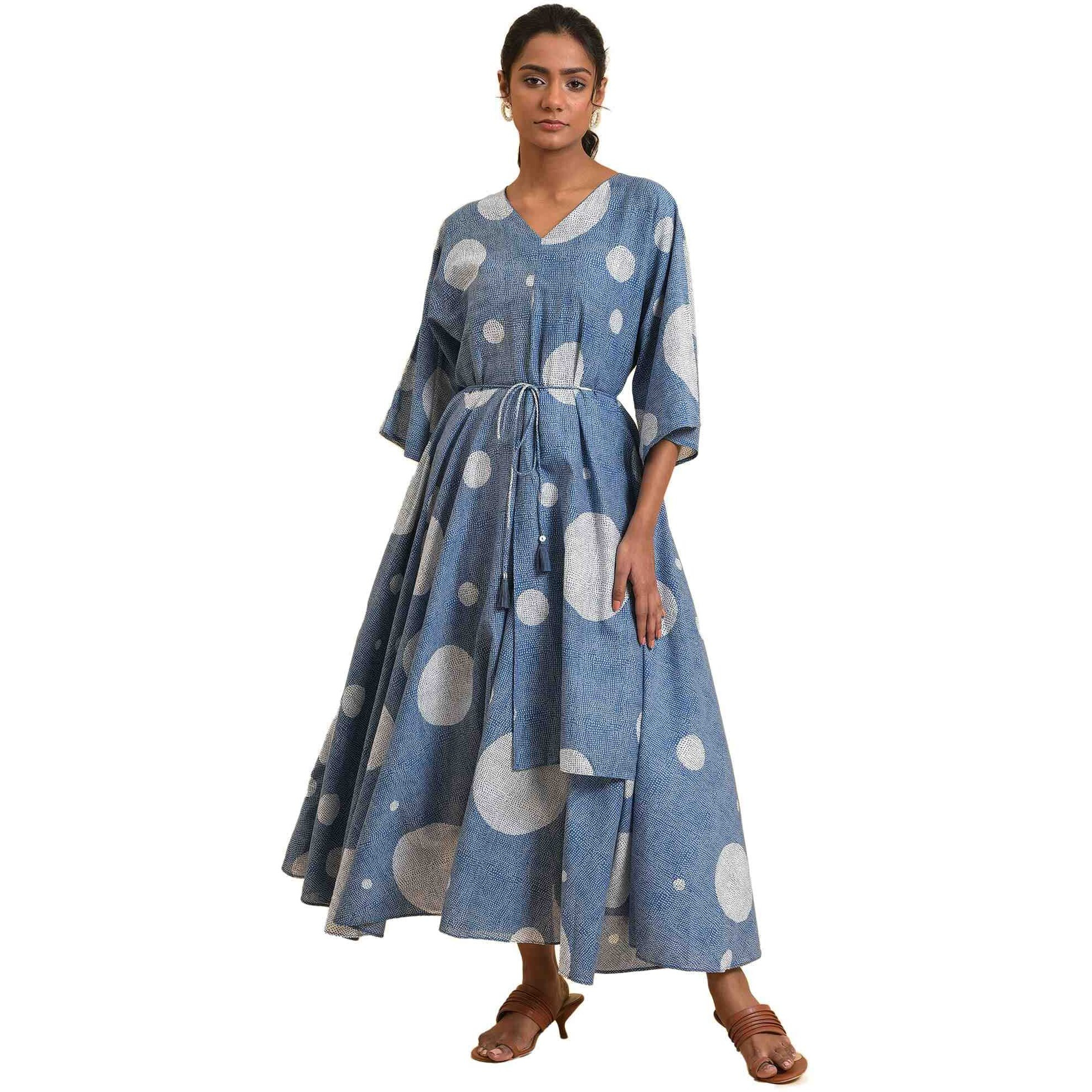 W For Woman Blue Polka Play Circle Asymmetrical Dress (Size M)-23Few18778-120825