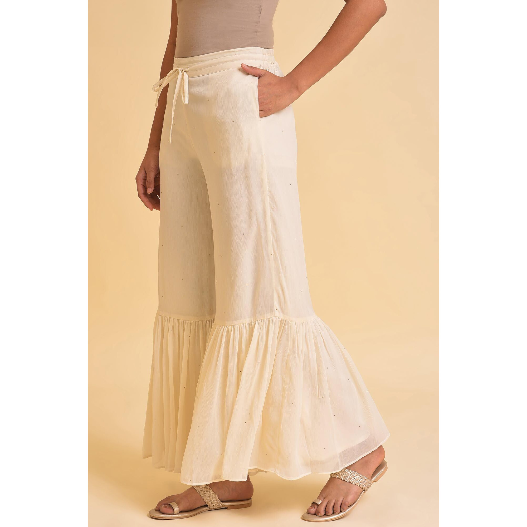 W Chiffon Strechable Sharara For Women | Chiffon Sharara For Women | W For Woman