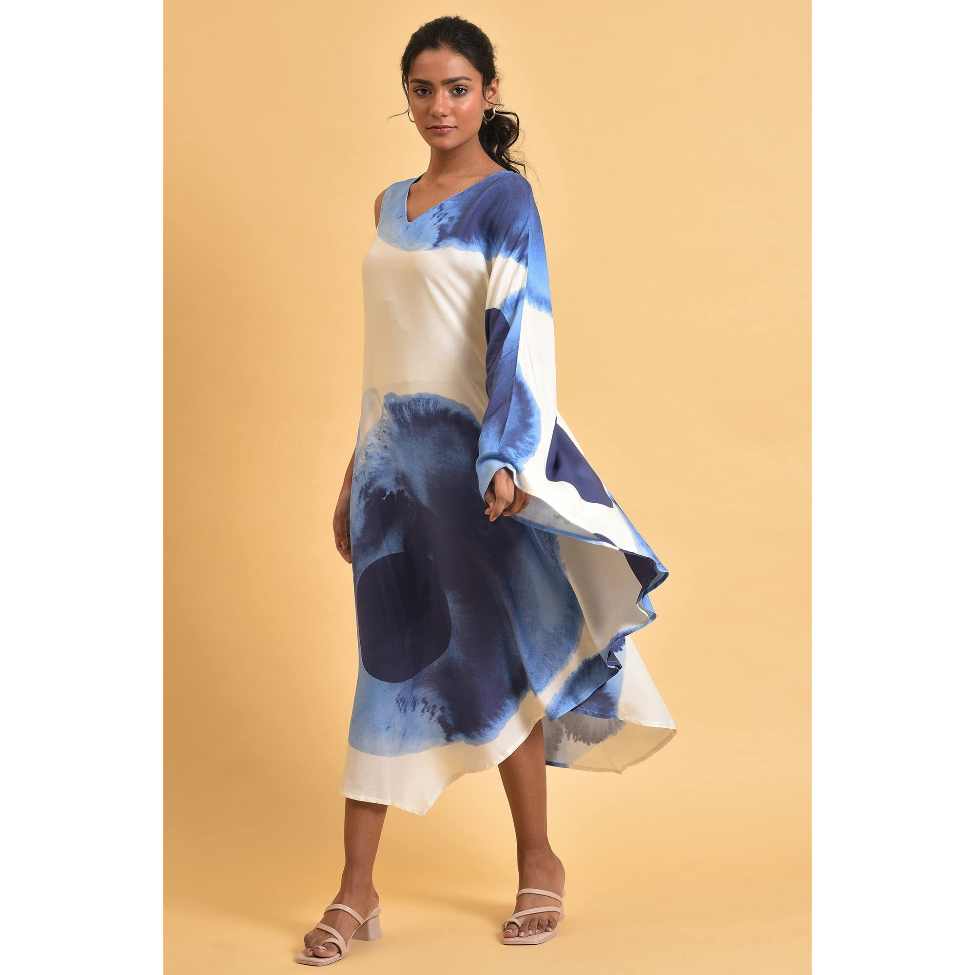 W For Woman Blue One-Sided Sleeve Kaftan Dress_23Few18788-120813_3Xl