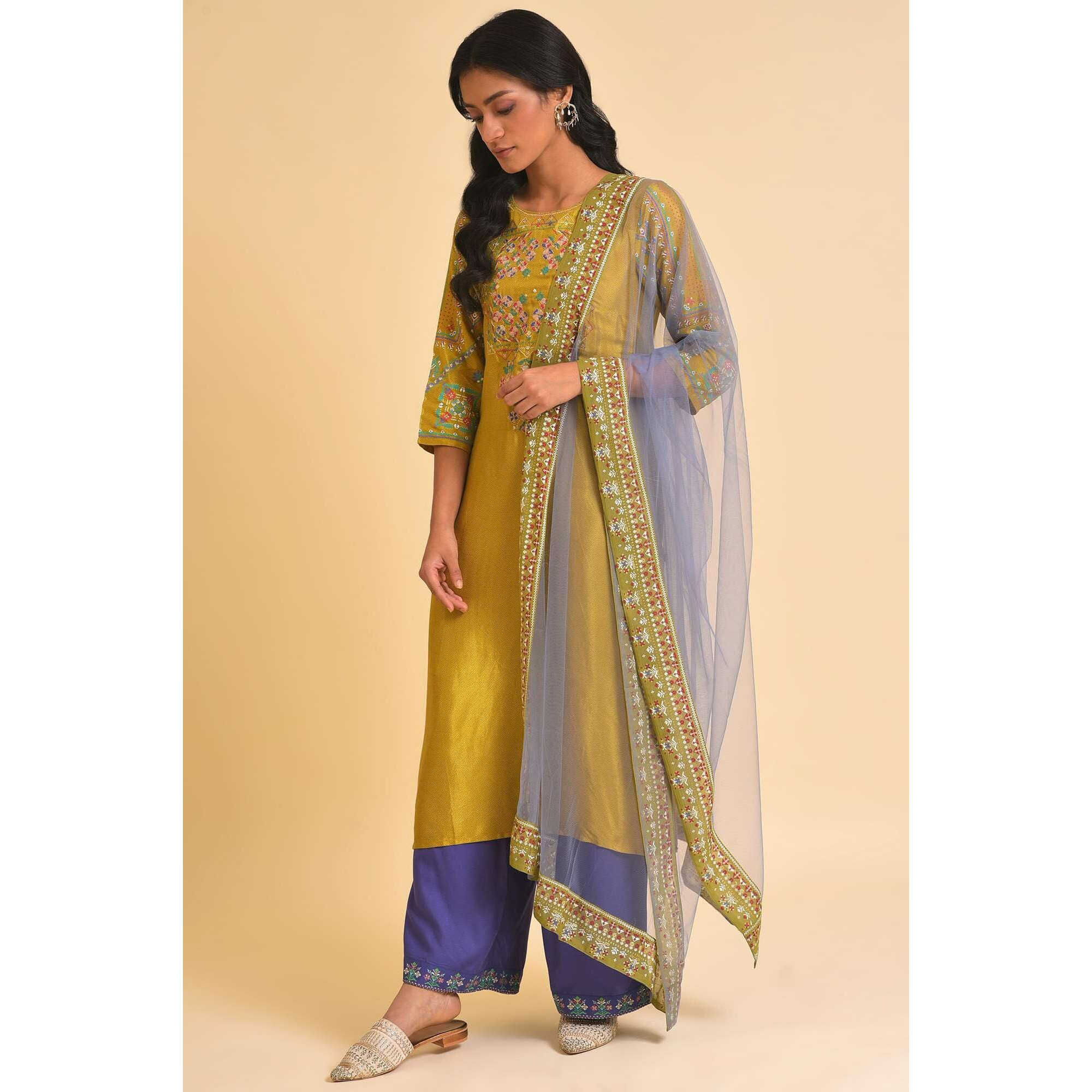 W For Woman Blended Woven Women's Dupatta (Purple,Free Size)