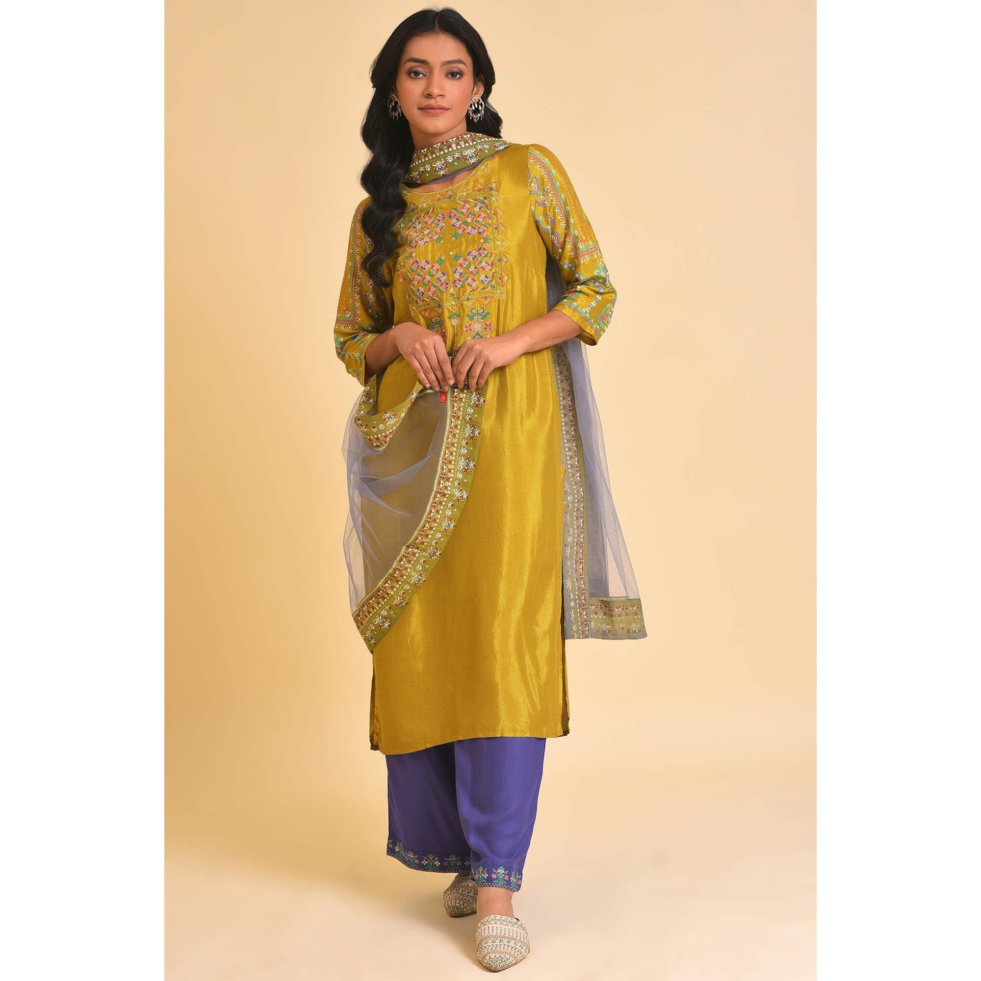W For Woman Blended Woven Women's Dupatta (Purple,Free Size)