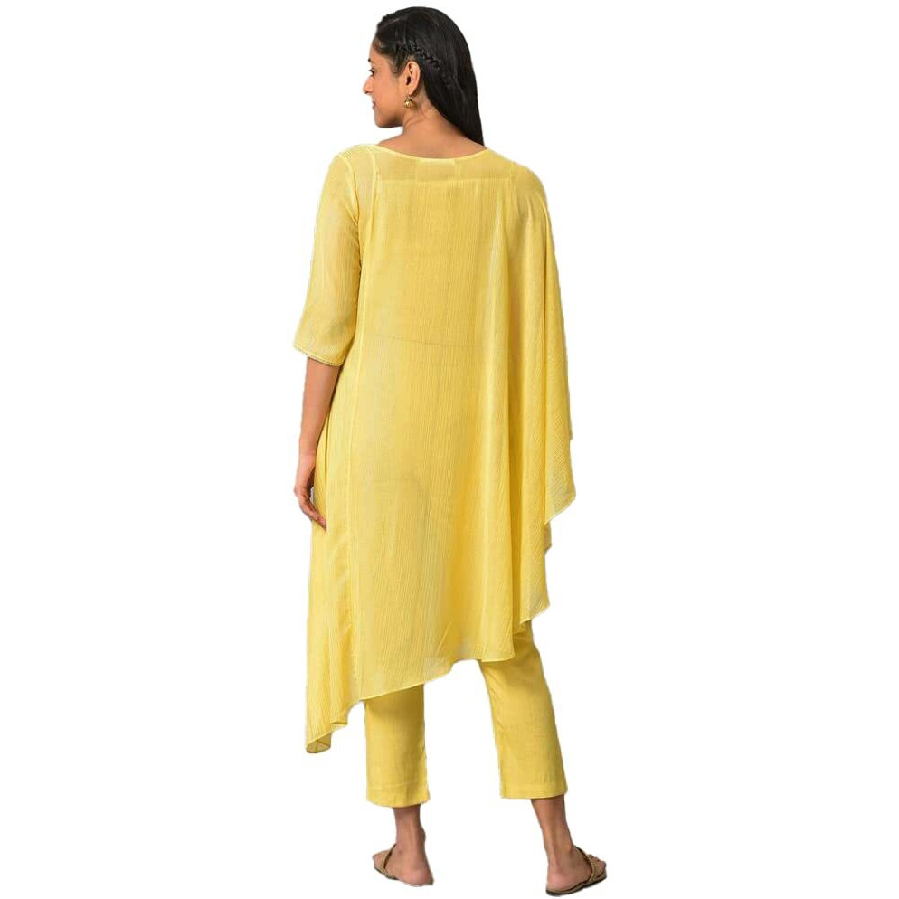 Aurelia Self-Design Yellow Women's Kurta And Trousers Set