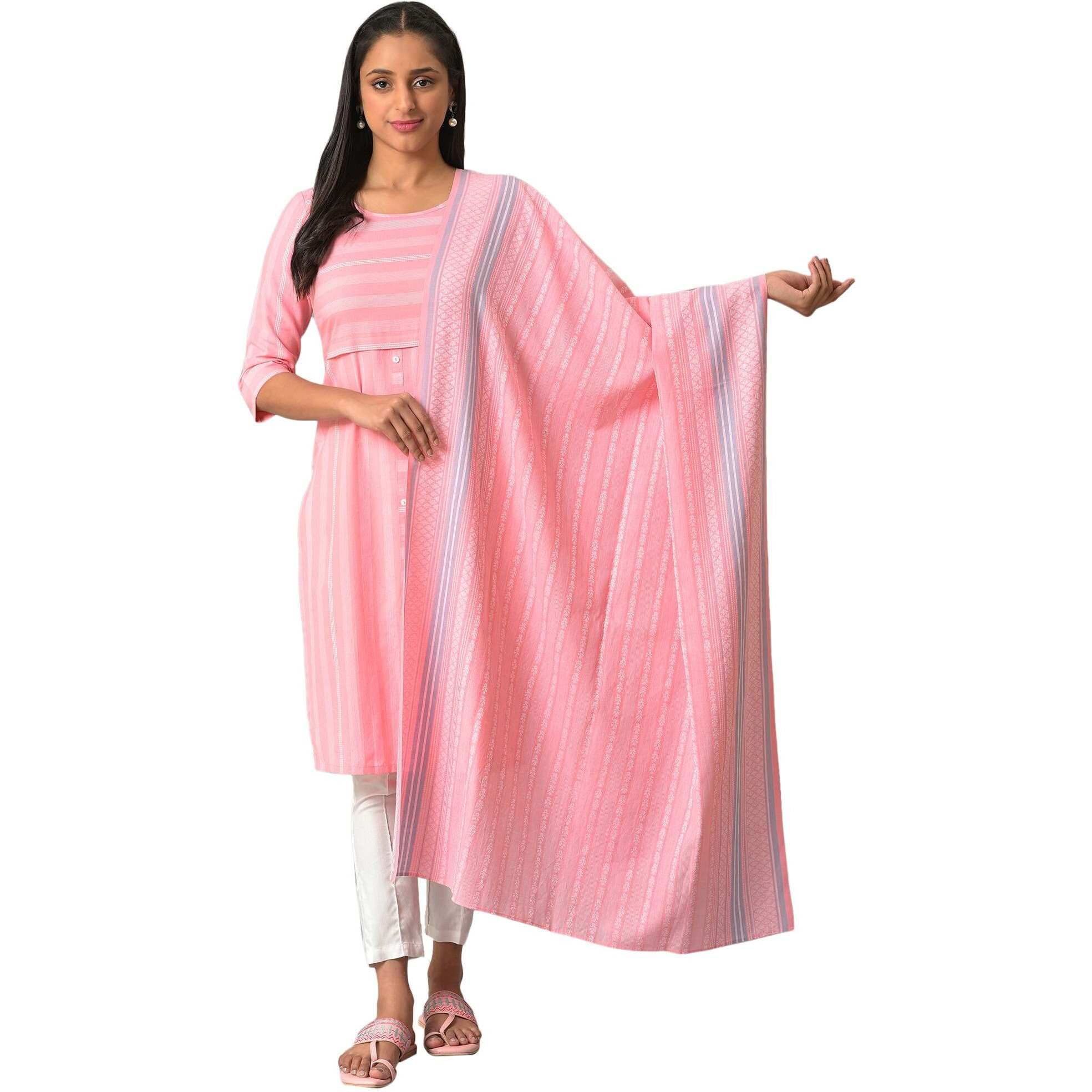 Aurelia Pink Yarn-Dyed Premium Dupatta