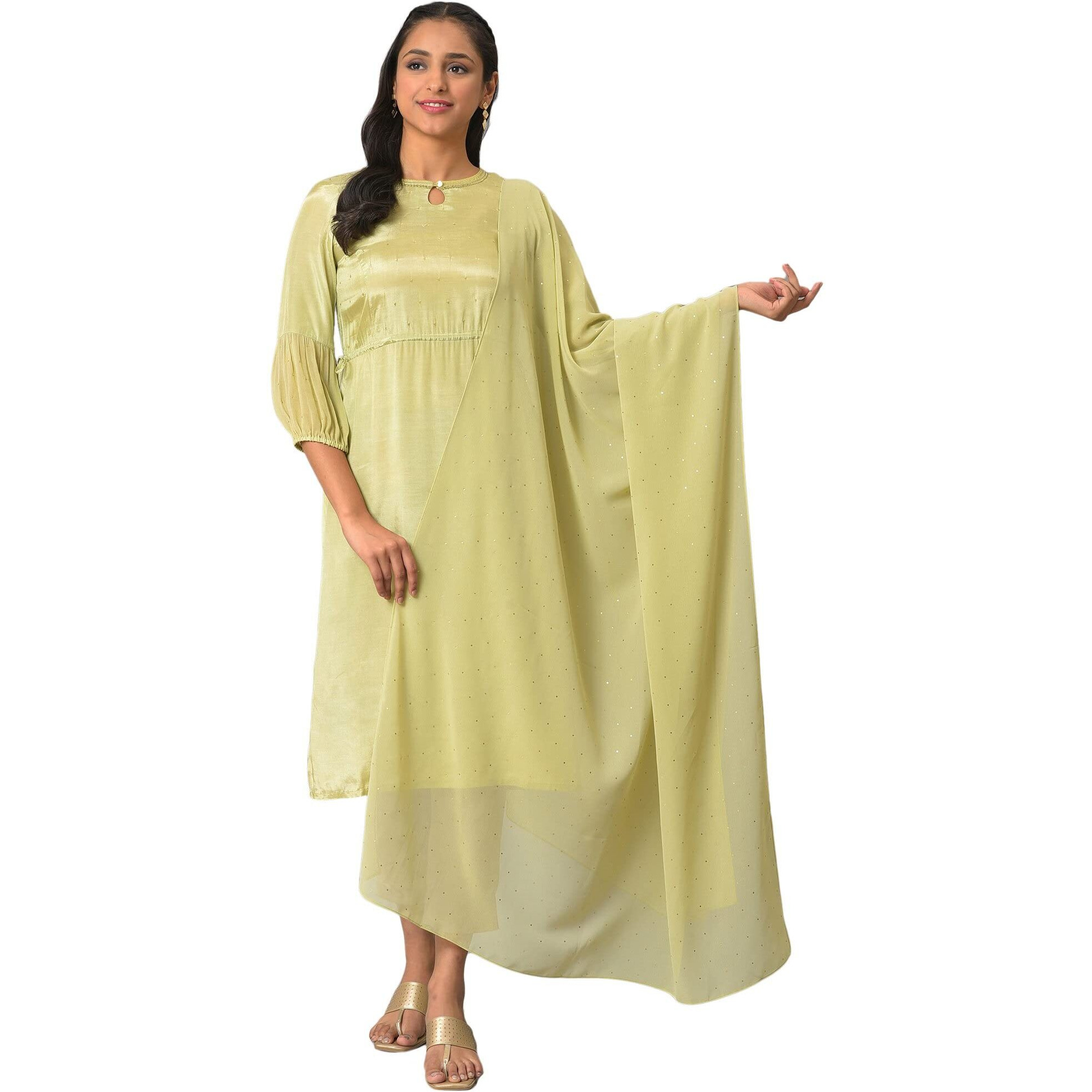 Aurelia Green Printed Ethnic Dupatta