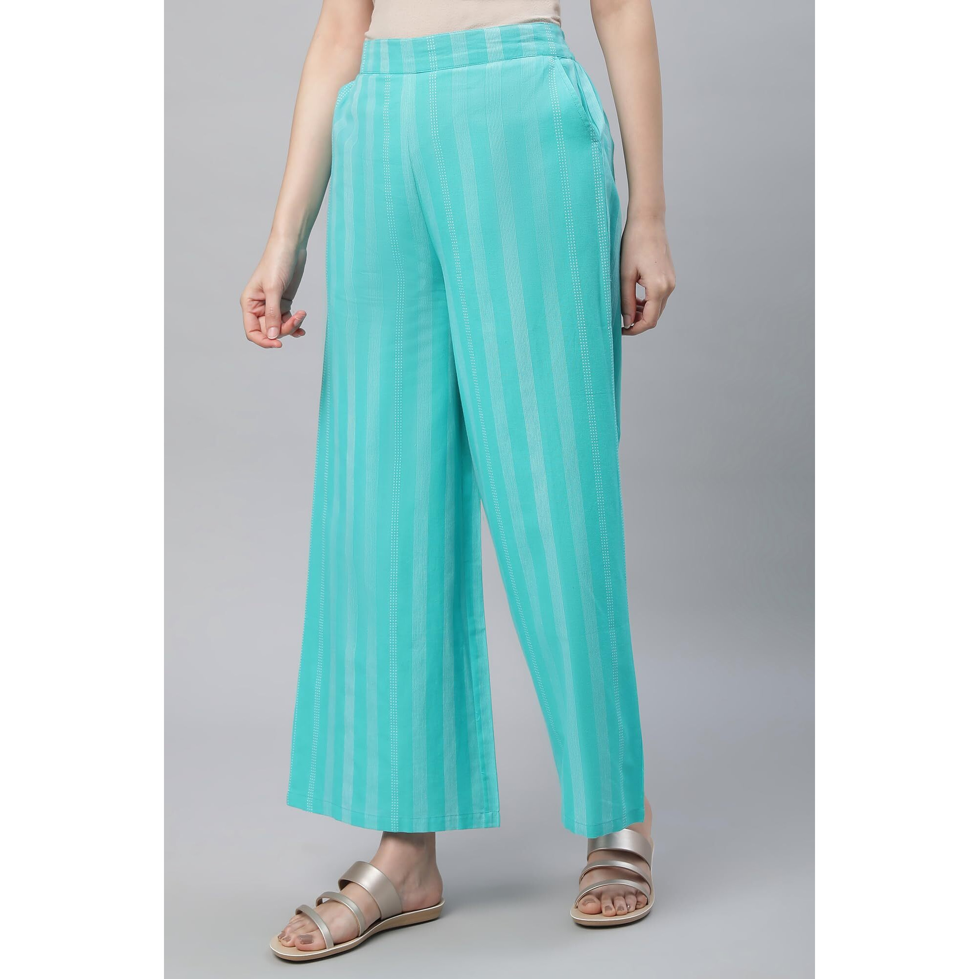 Aurelia Women's Straight Casual Pants (23Fea60304-703967_Baltic Green_Xxl