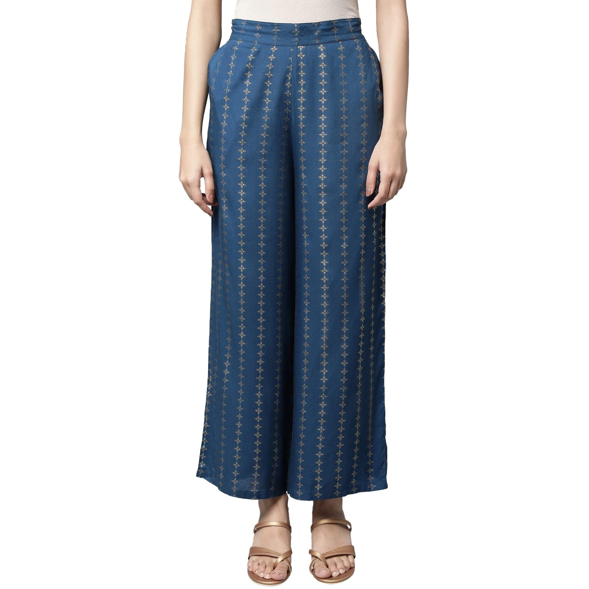 Aurelia Printed Strechable Palazzo Pants For Women | Ankle Length Palazzo Pants For Women