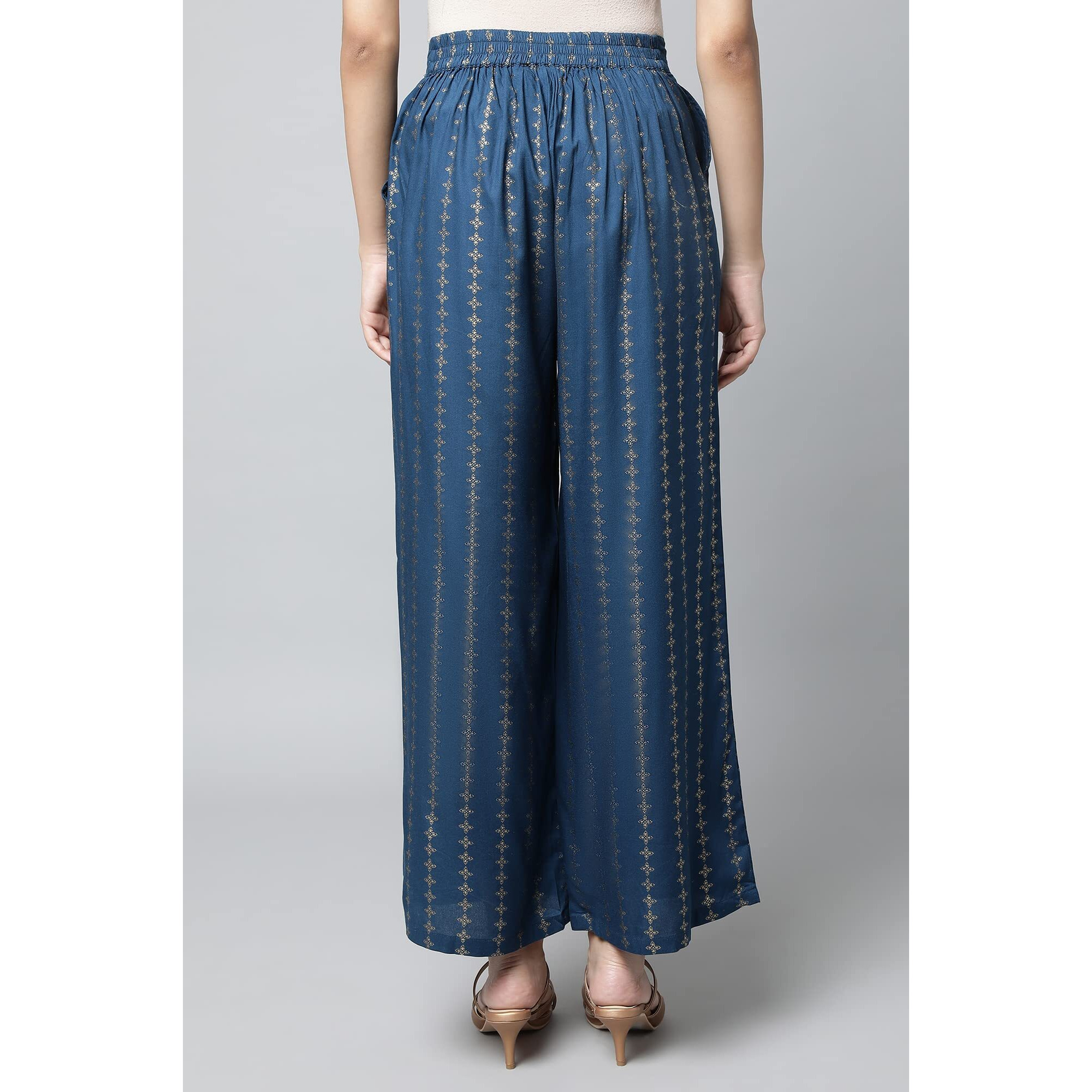 Aurelia Printed Strechable Palazzo Pants For Women | Ankle Length Palazzo Pants For Women