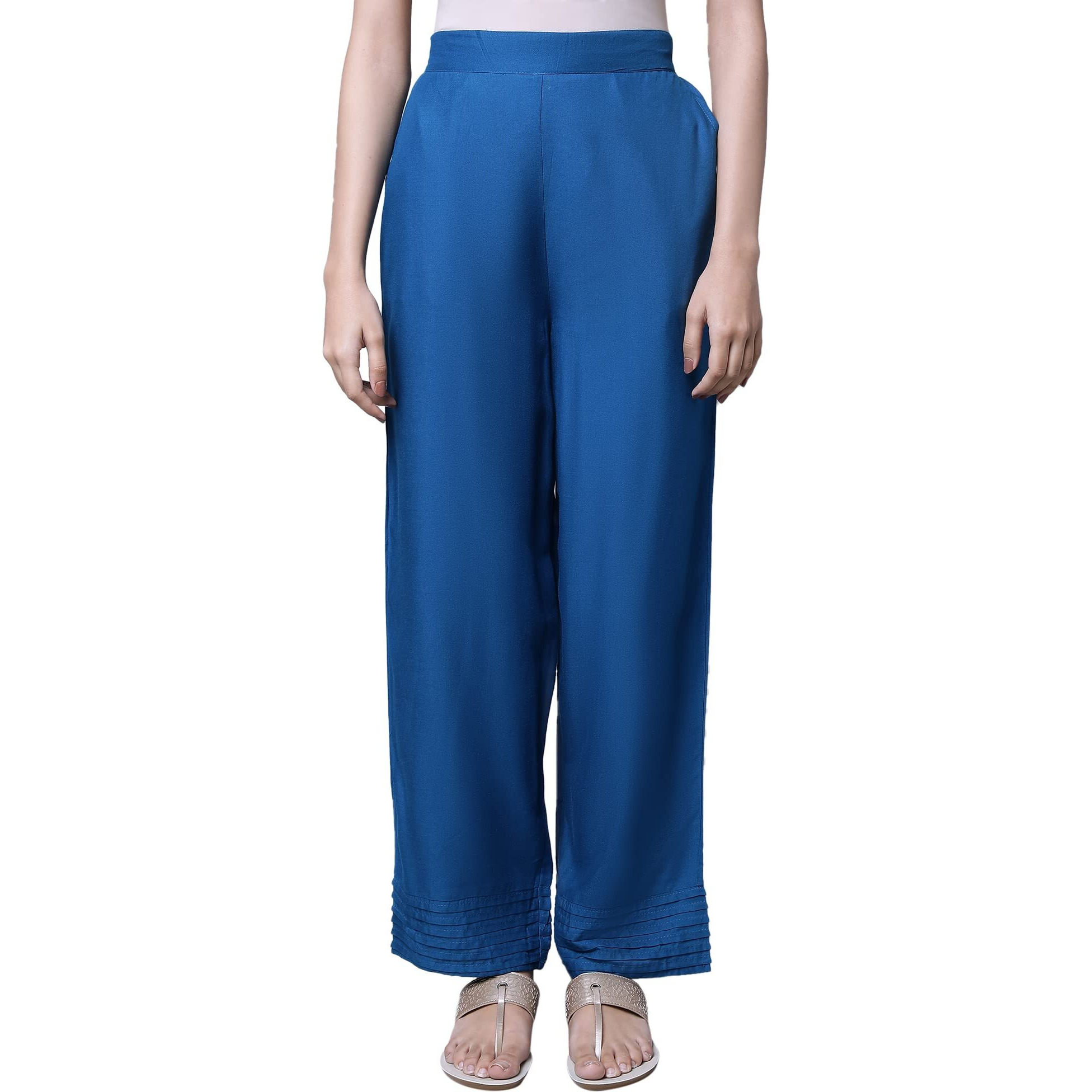 Aurelia Women's Blue Solid Palazzo Pants