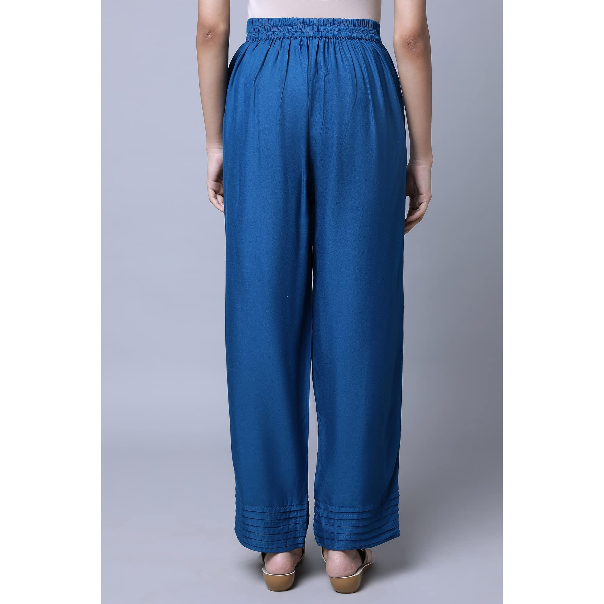 Aurelia Women's Blue Solid Palazzo Pants