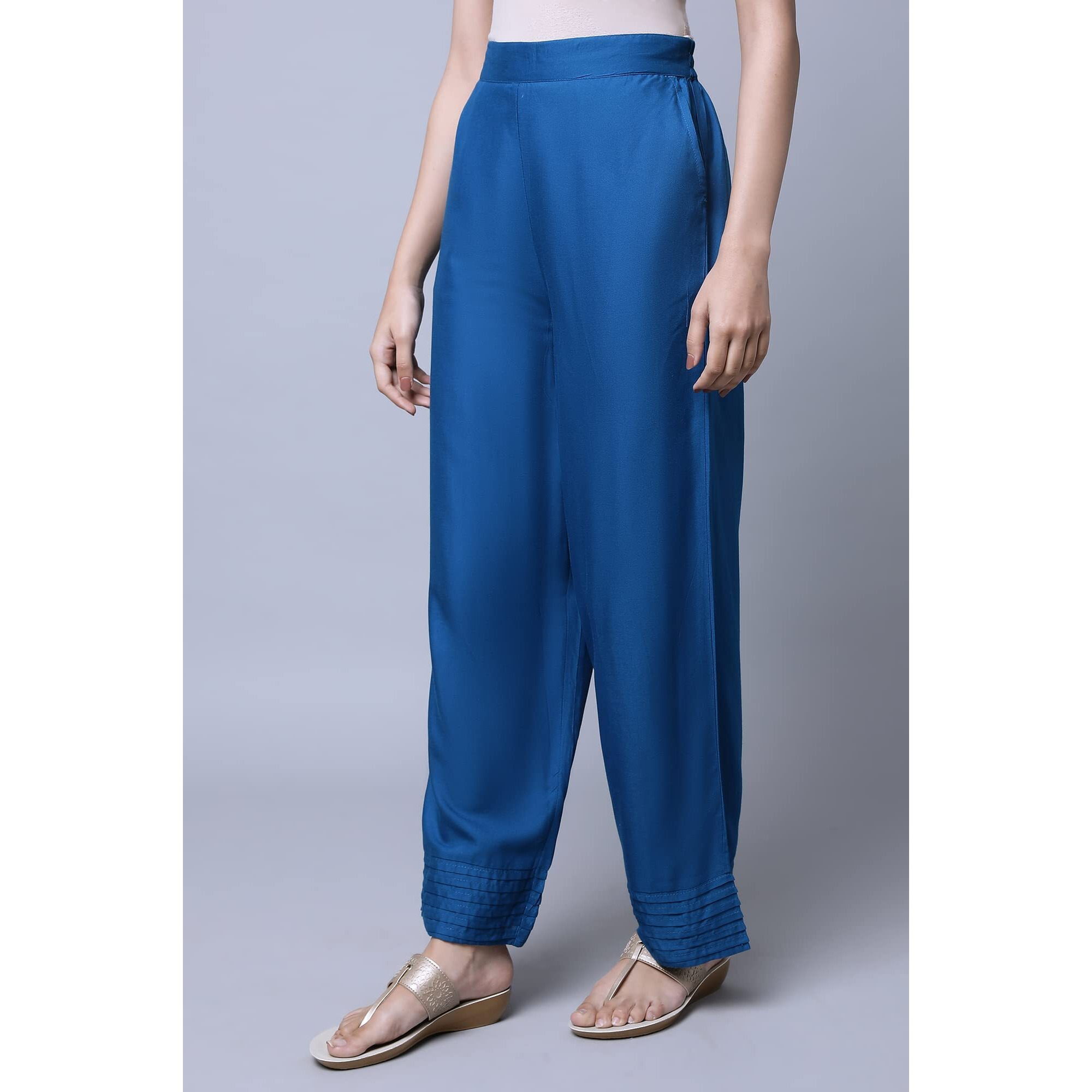 Aurelia Women's Blue Solid Palazzo Pants