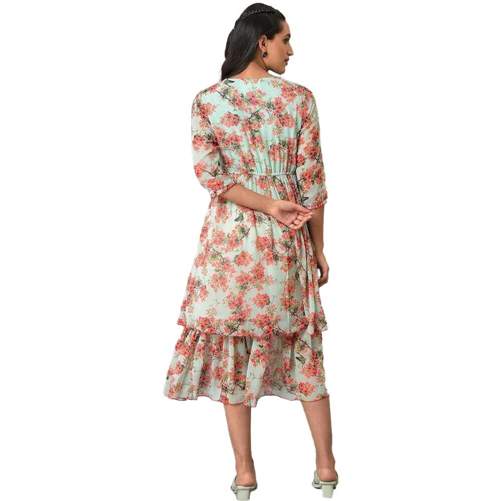 Aurelia Women's Polyester Fit And Flare Midi Dress (23Fea13872-506467_Blue