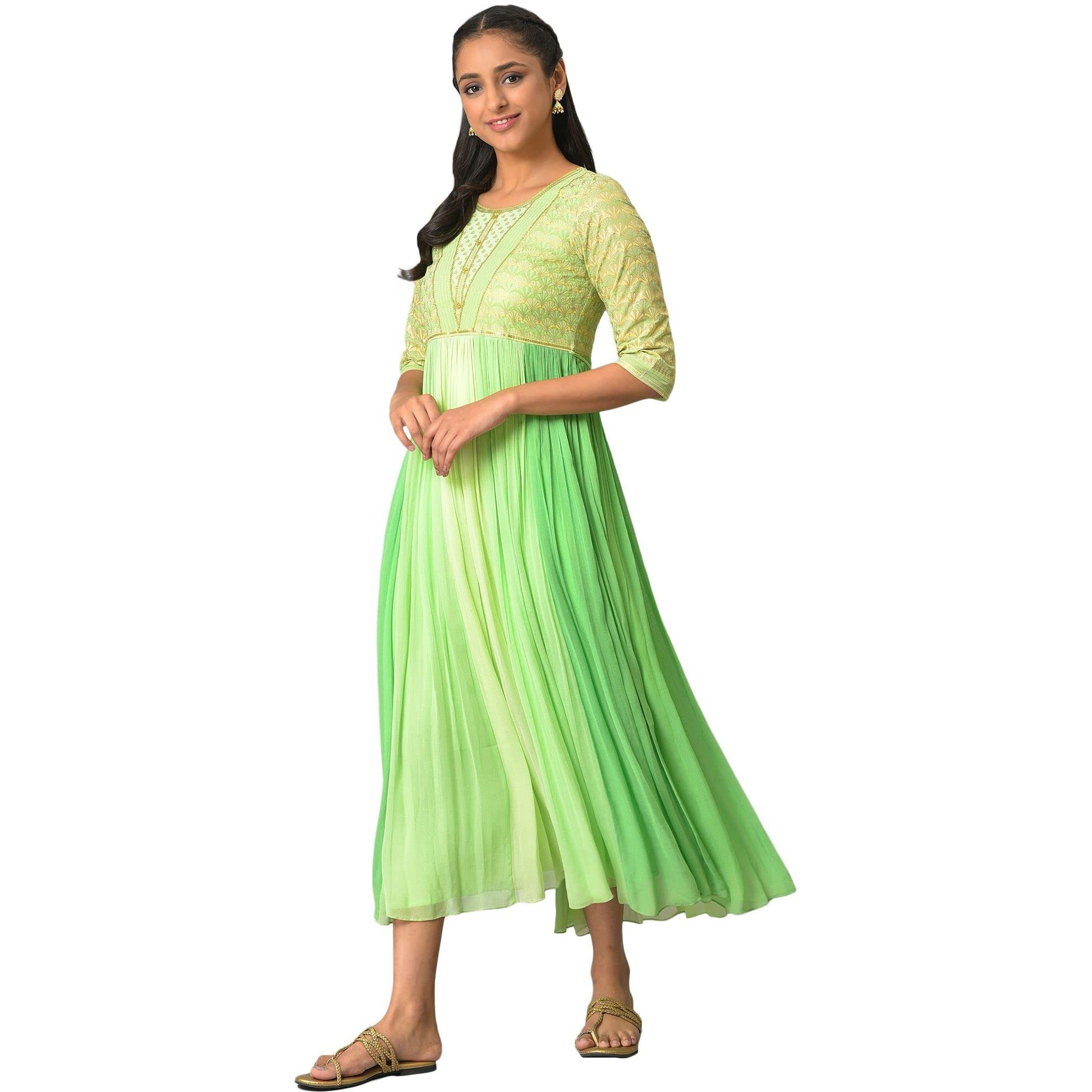 Aurelia Green Embroidered Regular Kurta With Sequins