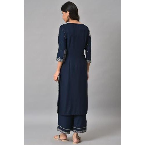 W For Woman Women's Viscose Kurta (22Auws18253-119019_Dark Blue