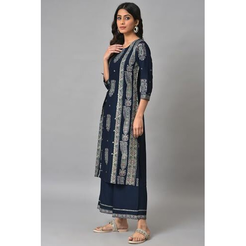 W For Woman Women's Viscose Kurta (22Auws18253-119019_Dark Blue