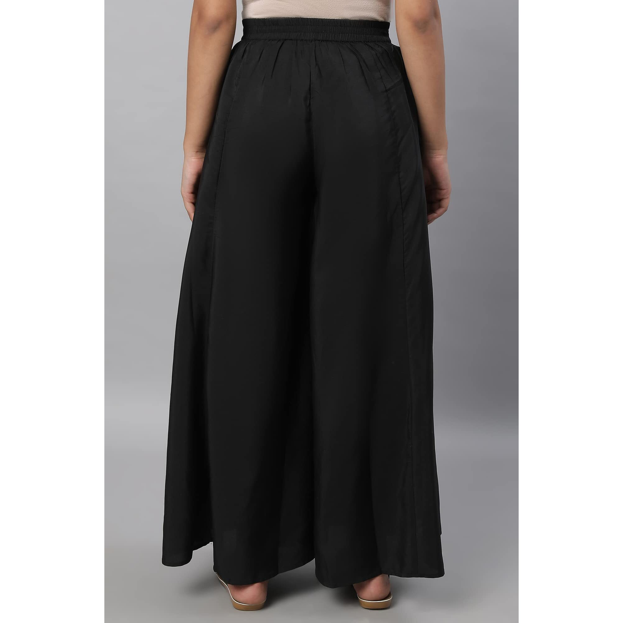 Aurelia Black Solid Palazzo For Women