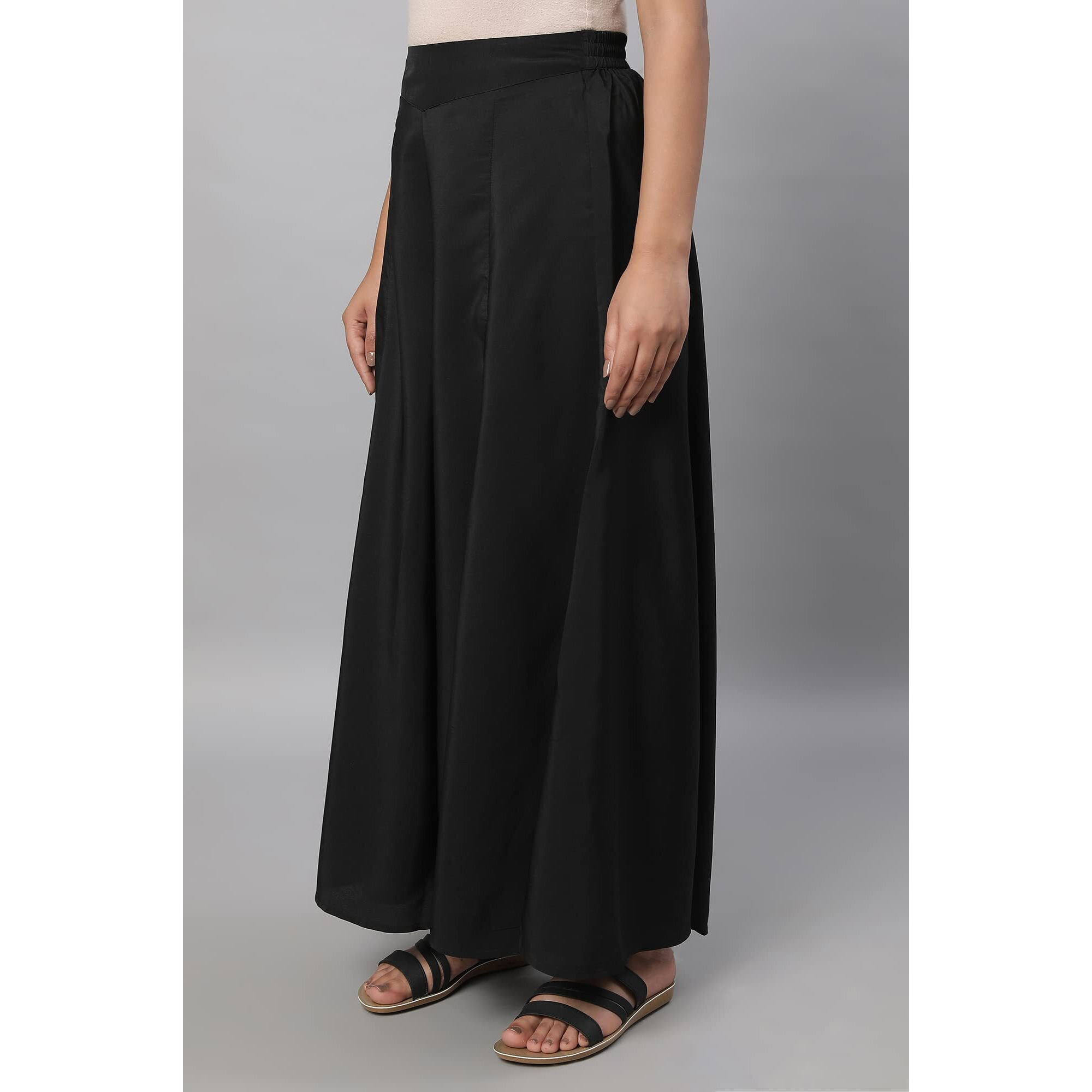 Aurelia Black Solid Palazzo For Women