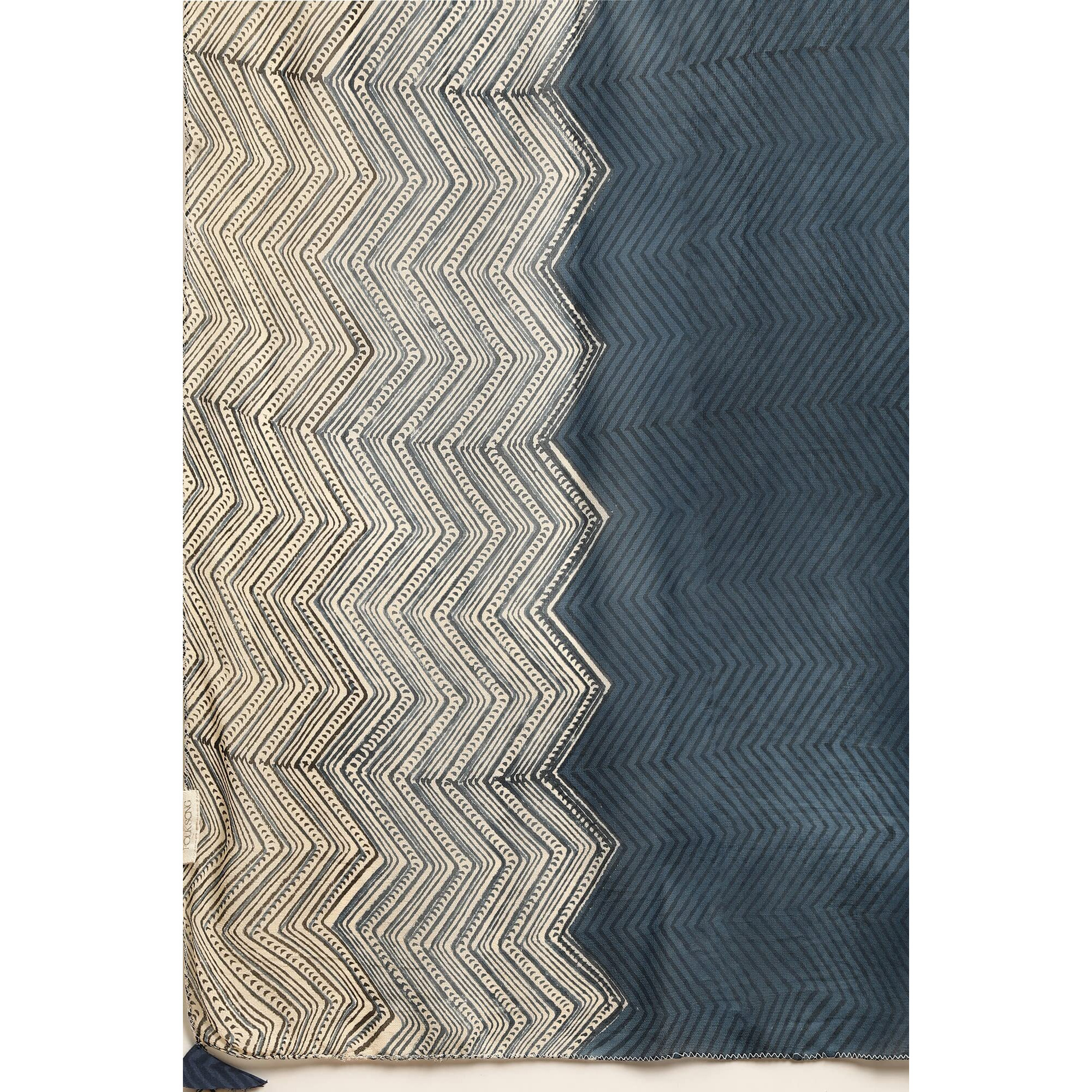 W For Woman Women Indigo Printed Georgette Drape Dupatta, Free Size