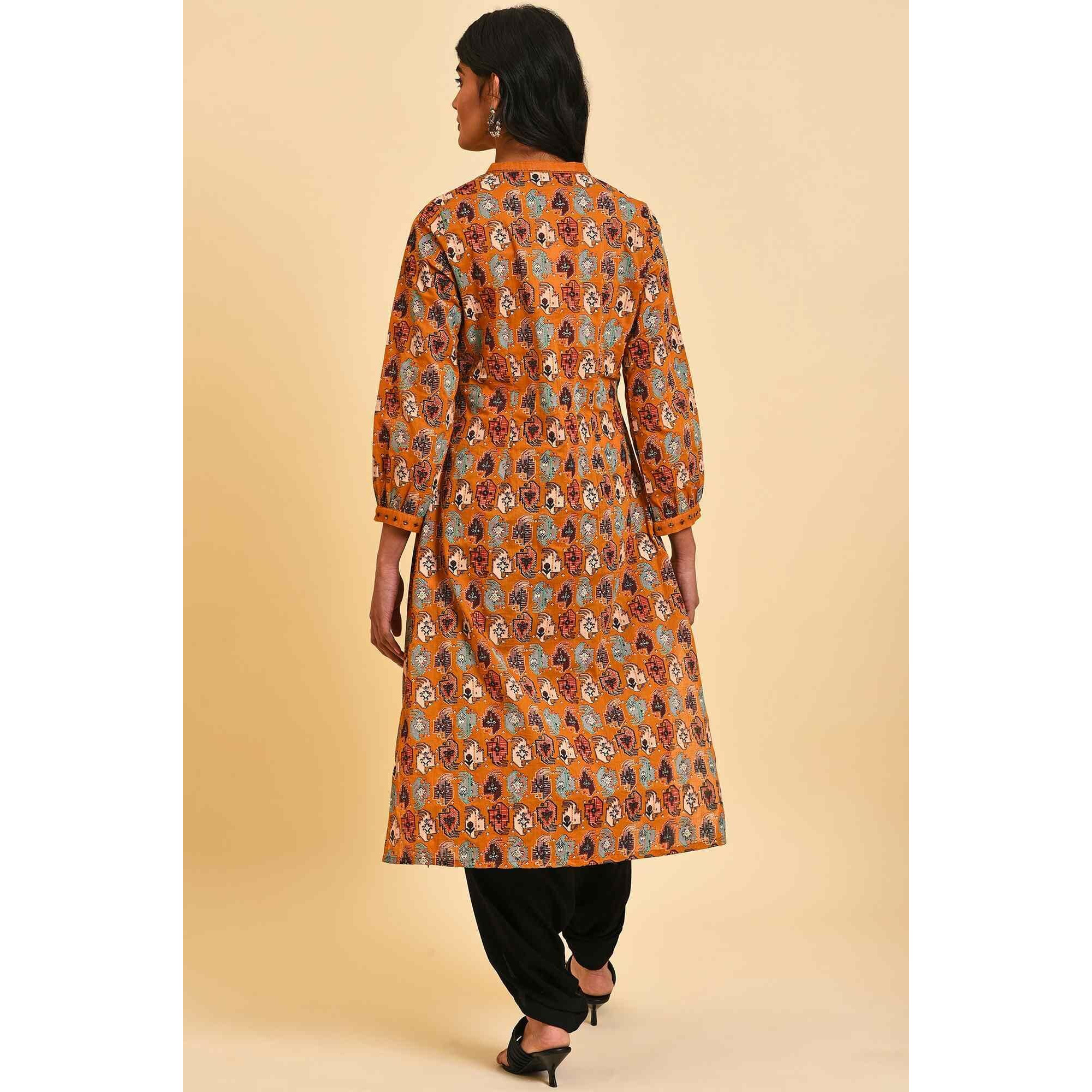 W For Woman Women's Cotton Dress & Dhoti Pant (23Fews18170-118734_Mustard_M)
