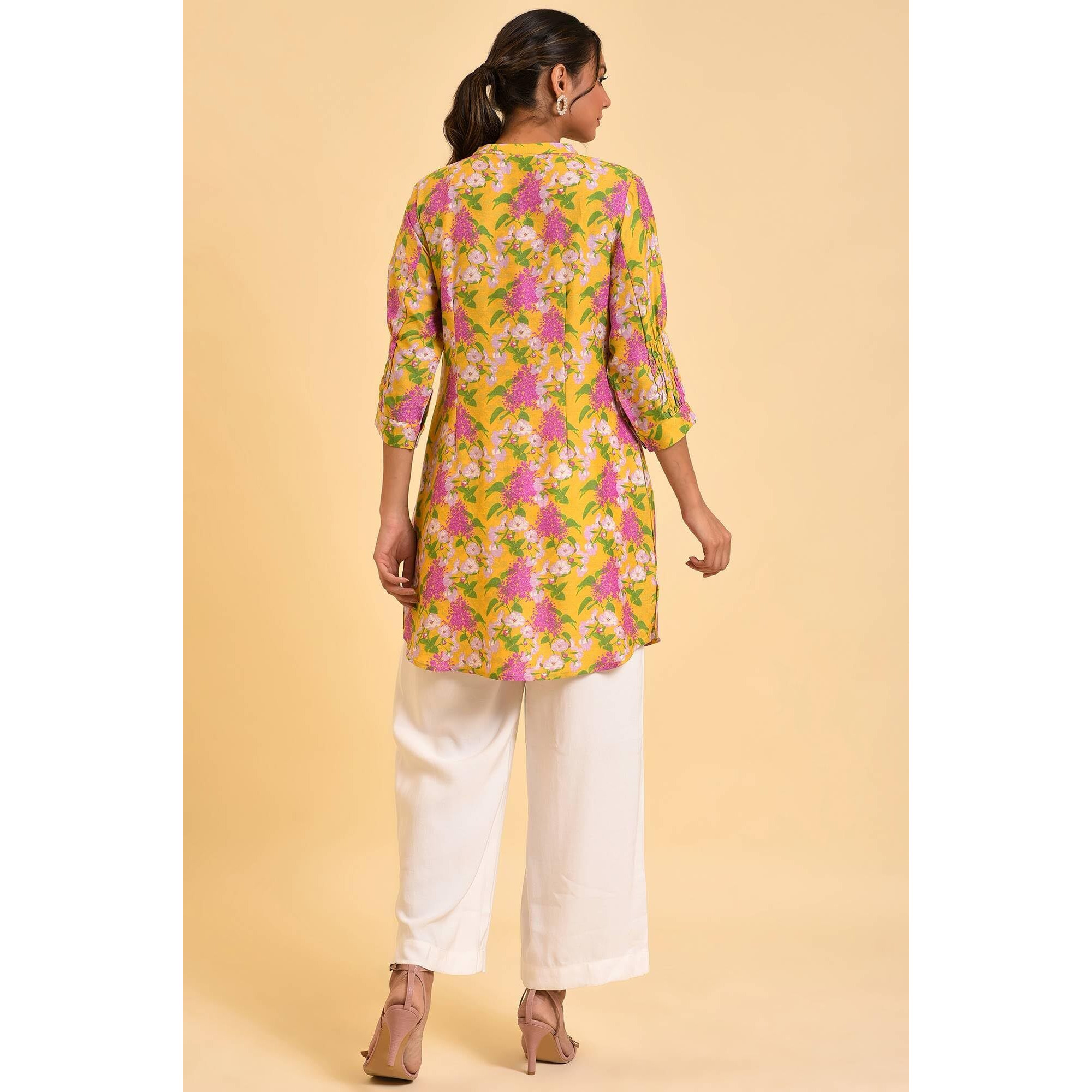 W For Woman Women's Polyester Regular Tunic (23Few31385-122224_Mustard