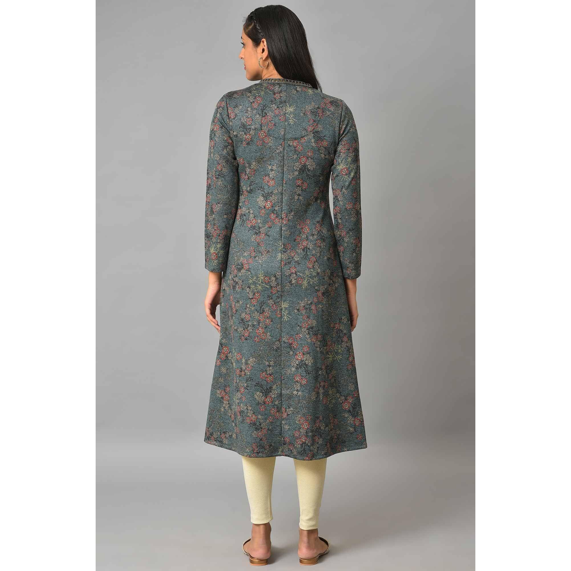 W For Woman Women's Polyester Regular Kurta (22Now18637-120016_Teal