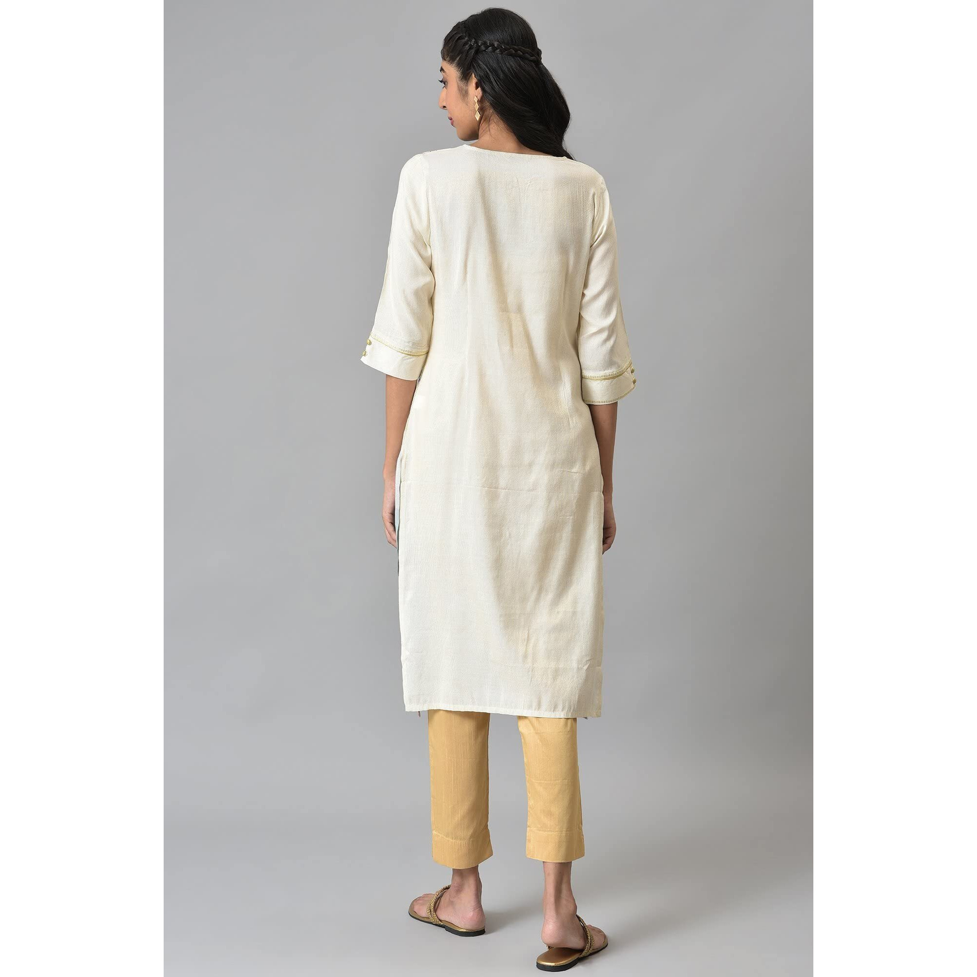 Aurelia Women's Rayon Regular Kurta (22Aua13602-703731_Green