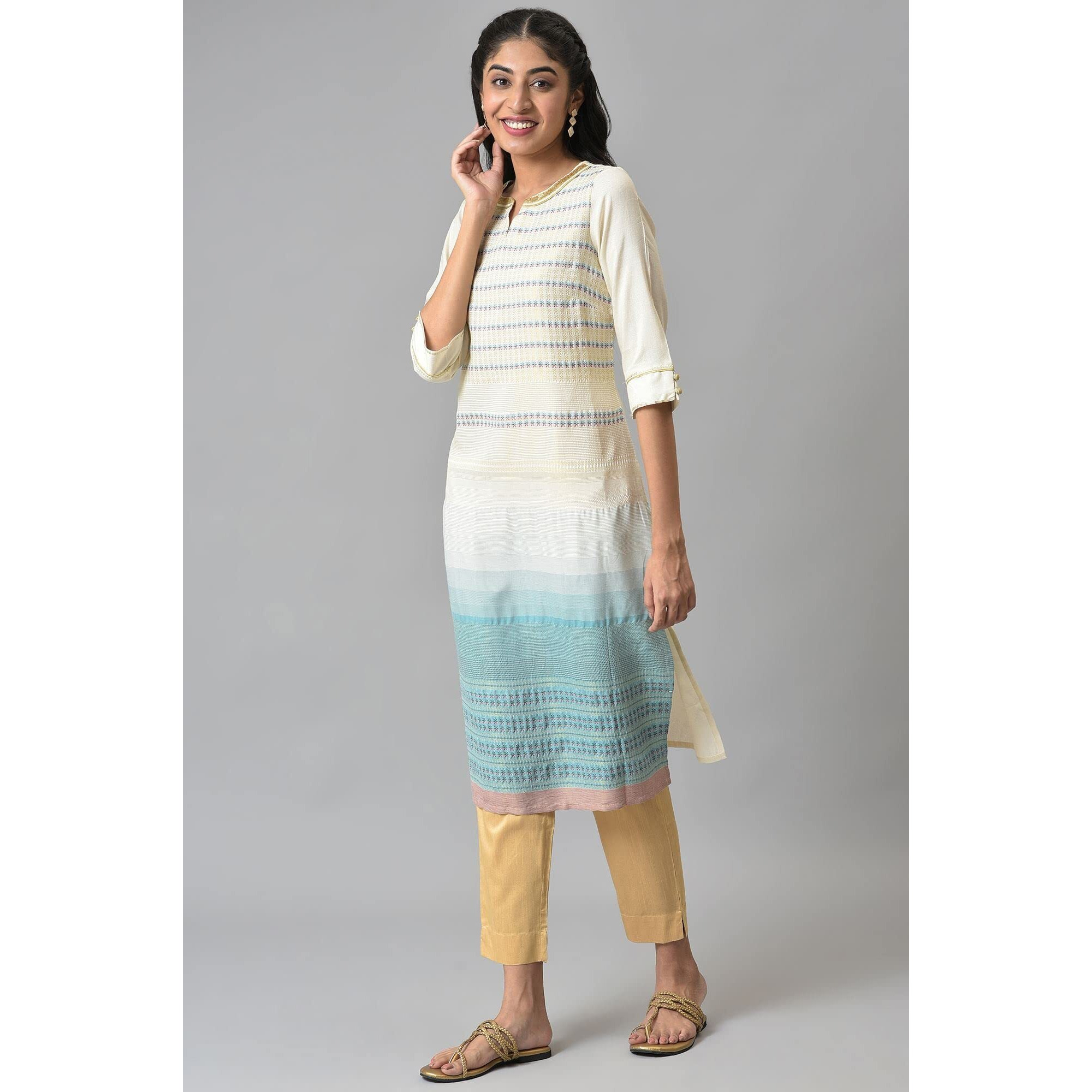 Aurelia Women's Rayon Regular Kurta (22Aua13602-703731_Green