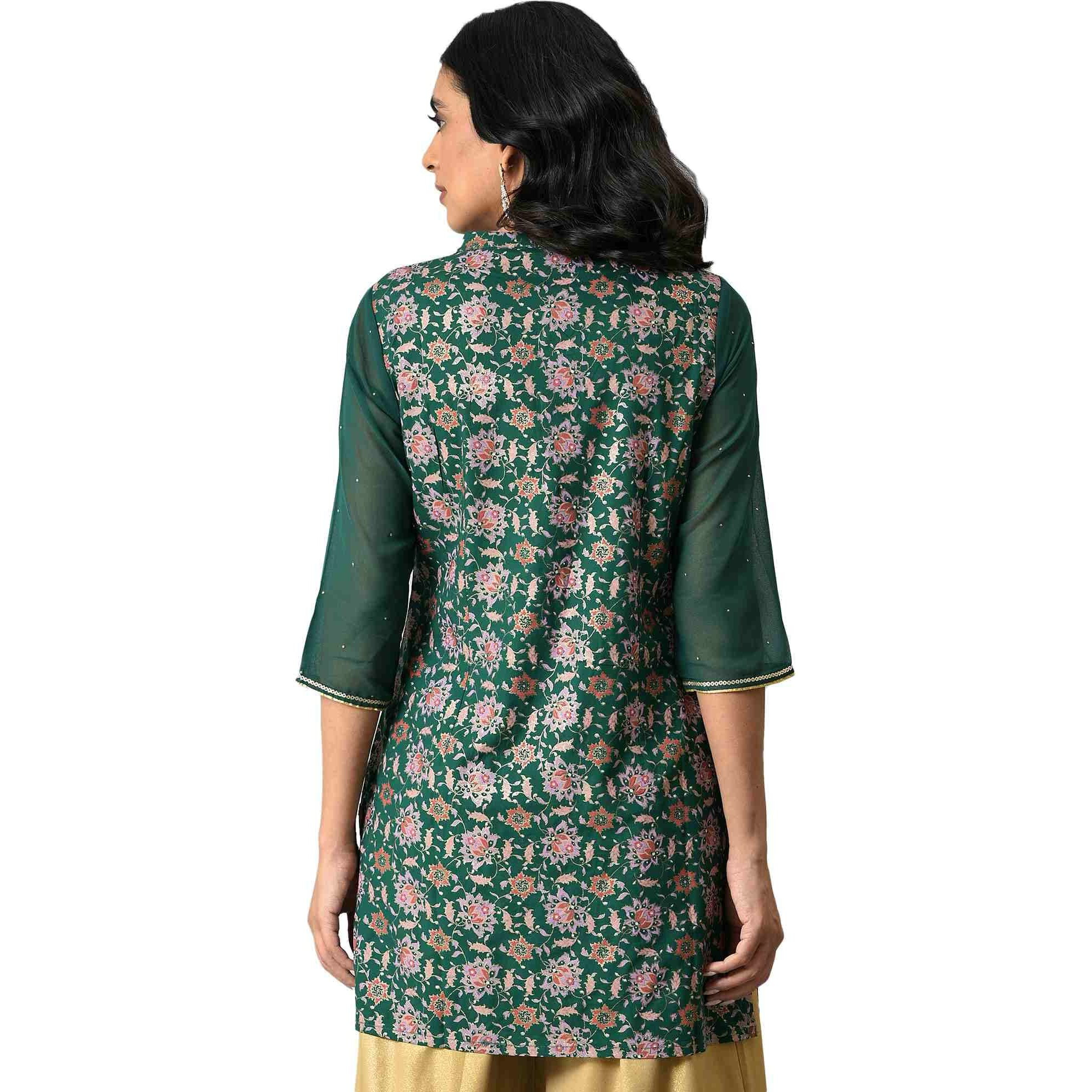 Aurelia Women's Viscose Regular Kurta (22Aua13588-506256_Green