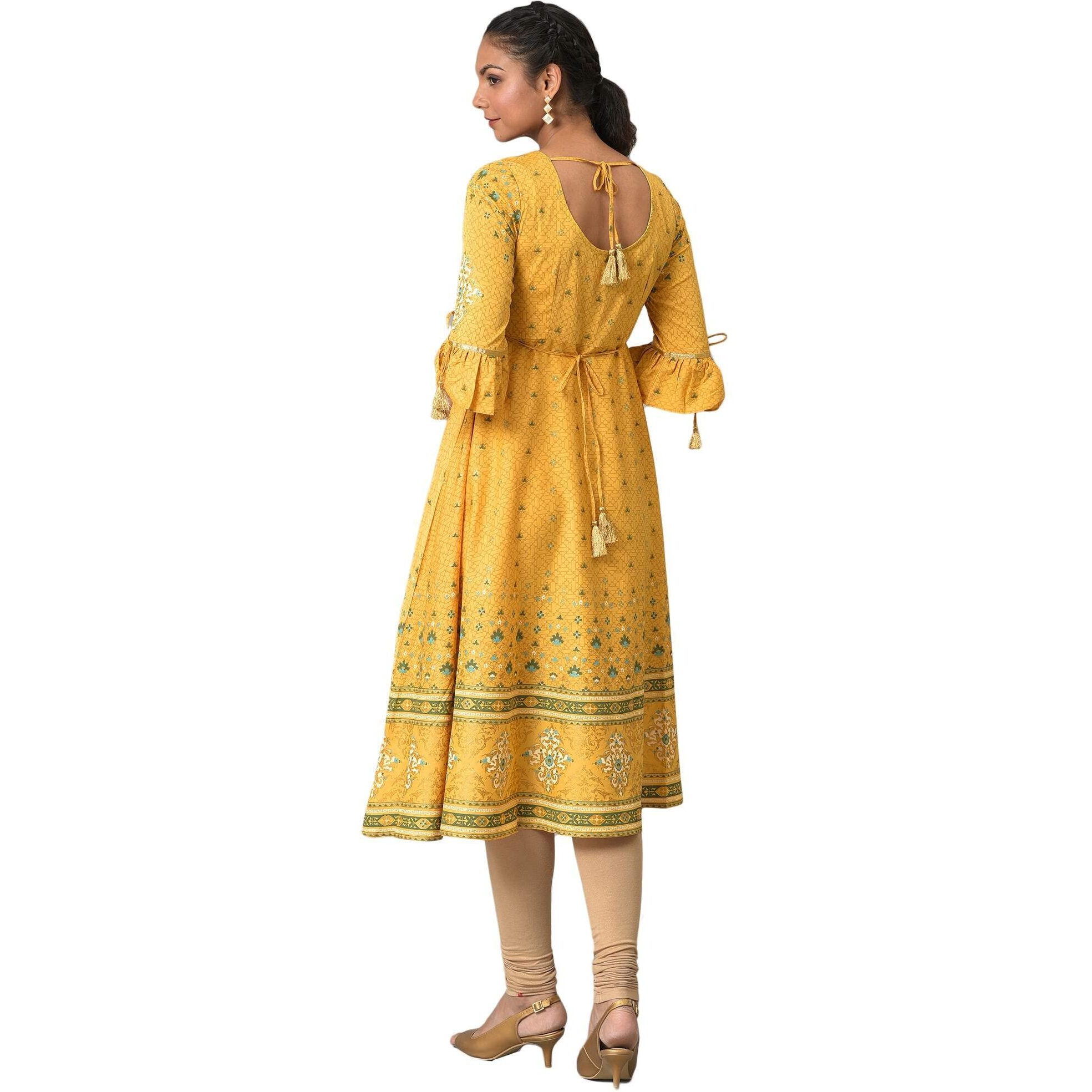 Aurelia Women's Polyester Regular Kurta (22Aua13598-505300_Yellow