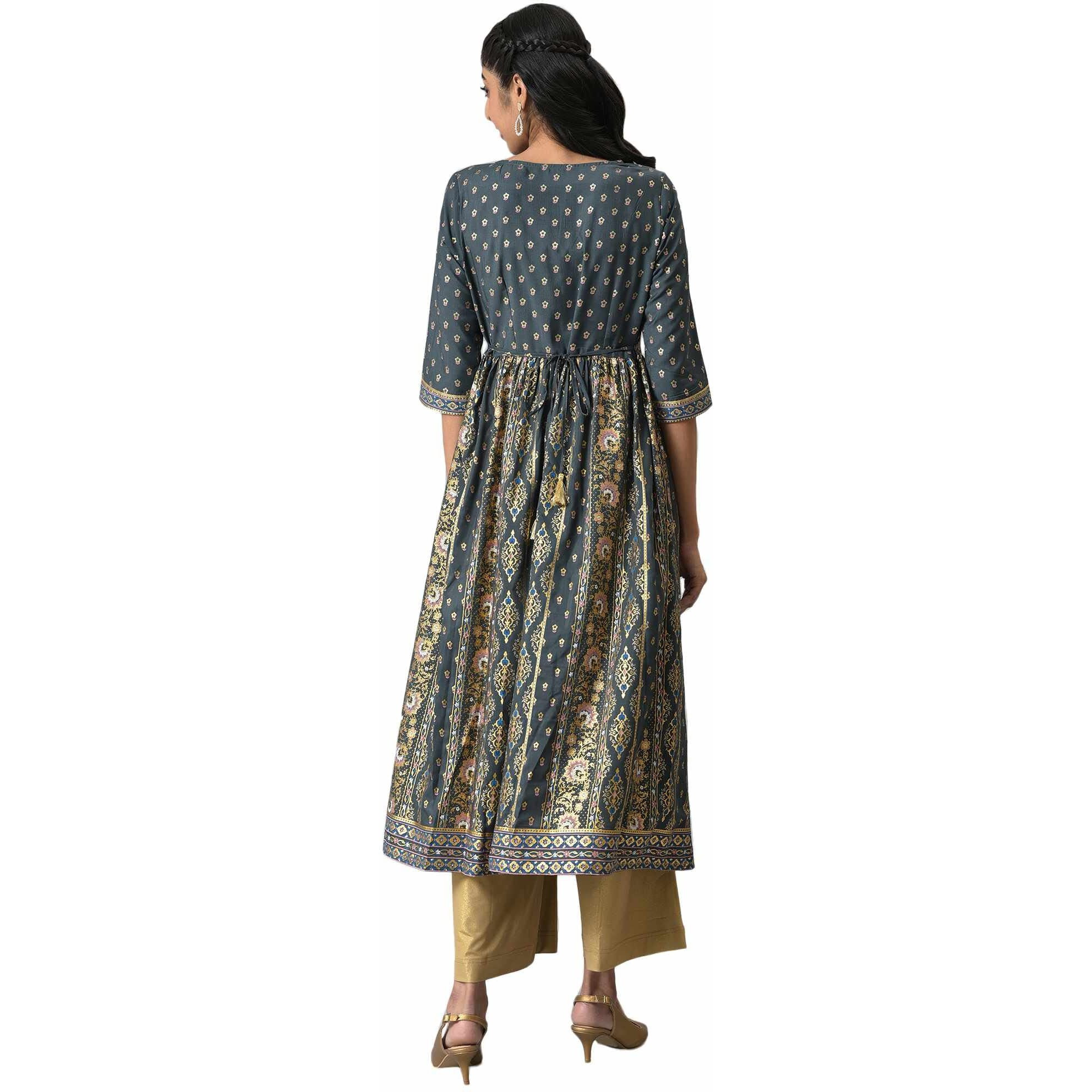 Aurelia Women's Polyester Regular Kurta (22Aua13589-506249_Grey