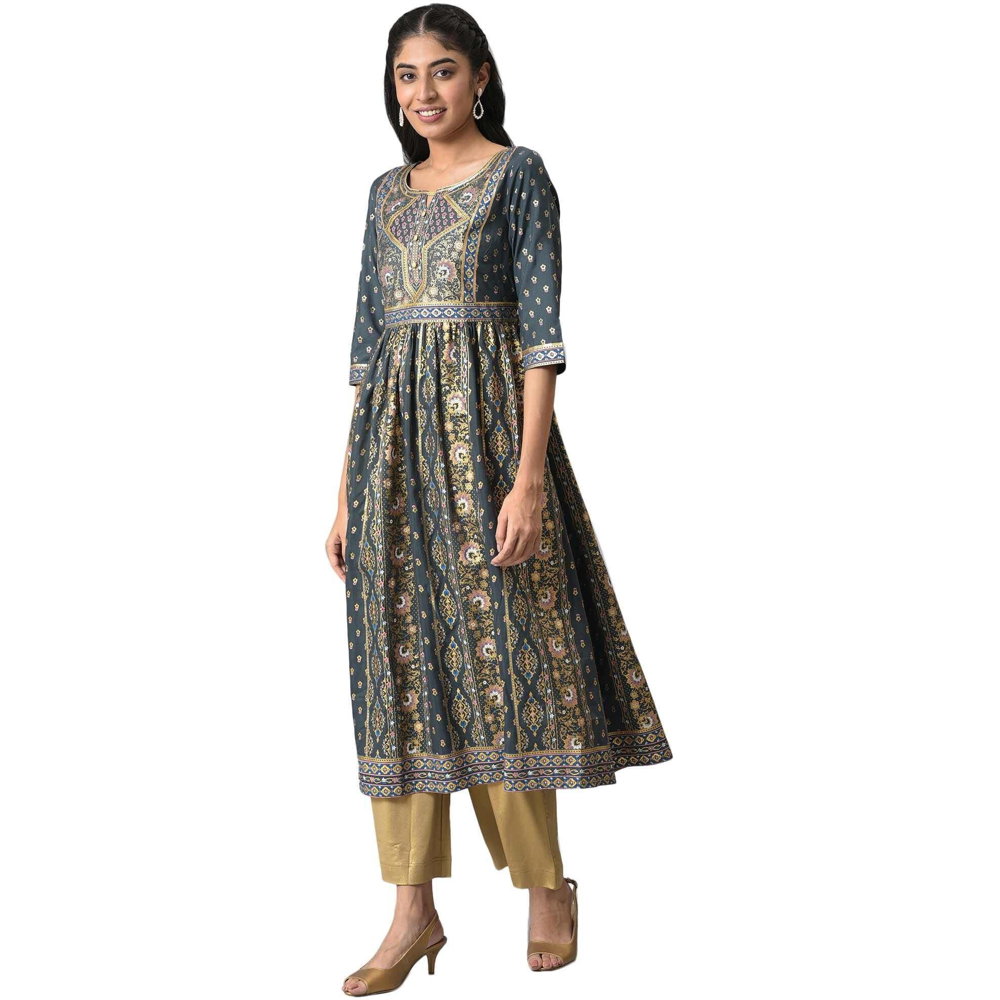 Aurelia Women's Polyester Regular Kurta (22Aua13589-506249_Grey