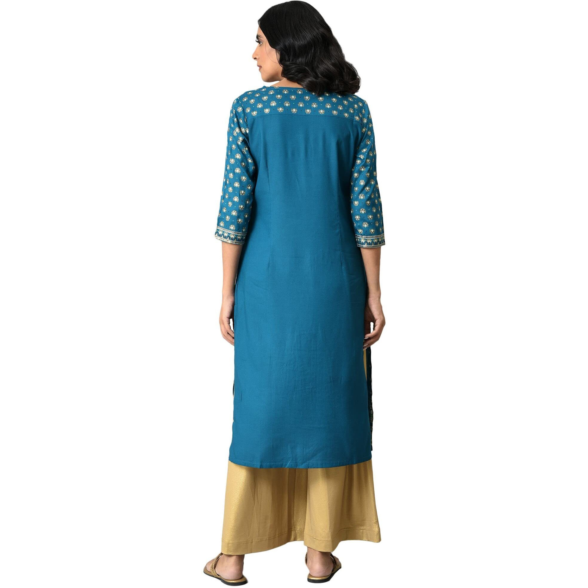 Aurelia Women's Viscose Regular Kurta (22Aua13674-506072_Blue