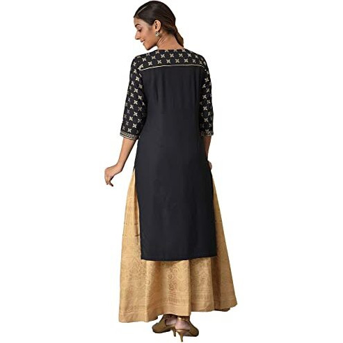 Aurelia Black Geometric Printed Printed Regular Kurta With Sequins