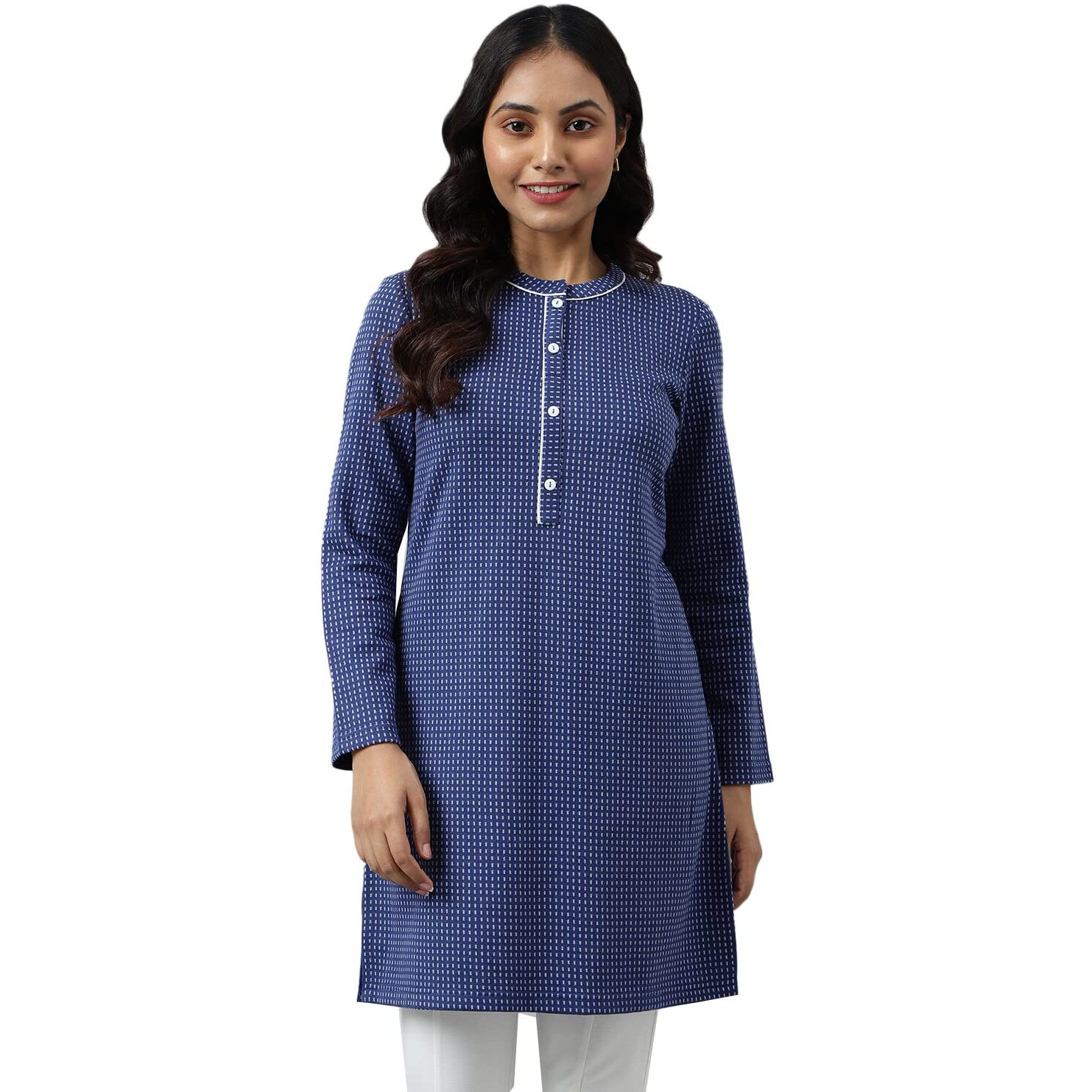 Blue Yarn-Dyed Winter Kurta