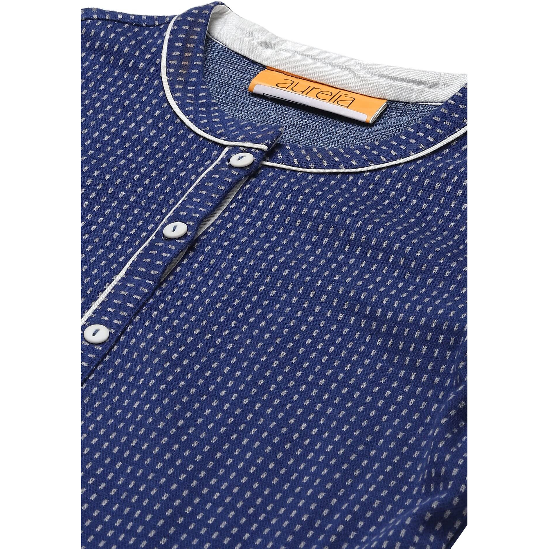 Blue Yarn-Dyed Winter Kurta