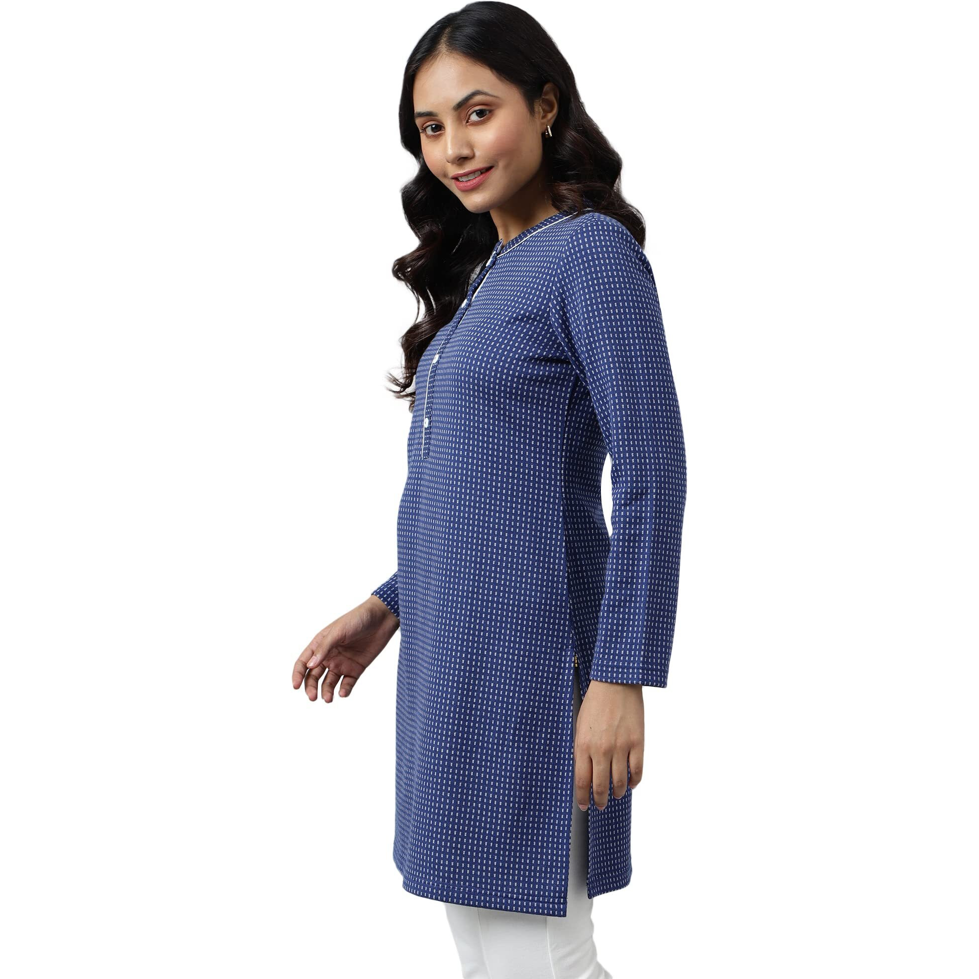 Blue Yarn-Dyed Winter Kurta