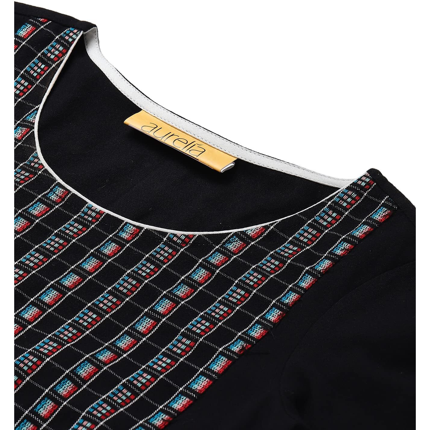 Aurelia Women's Acrylic Regular Kurta (22Noa13737-703535_Black