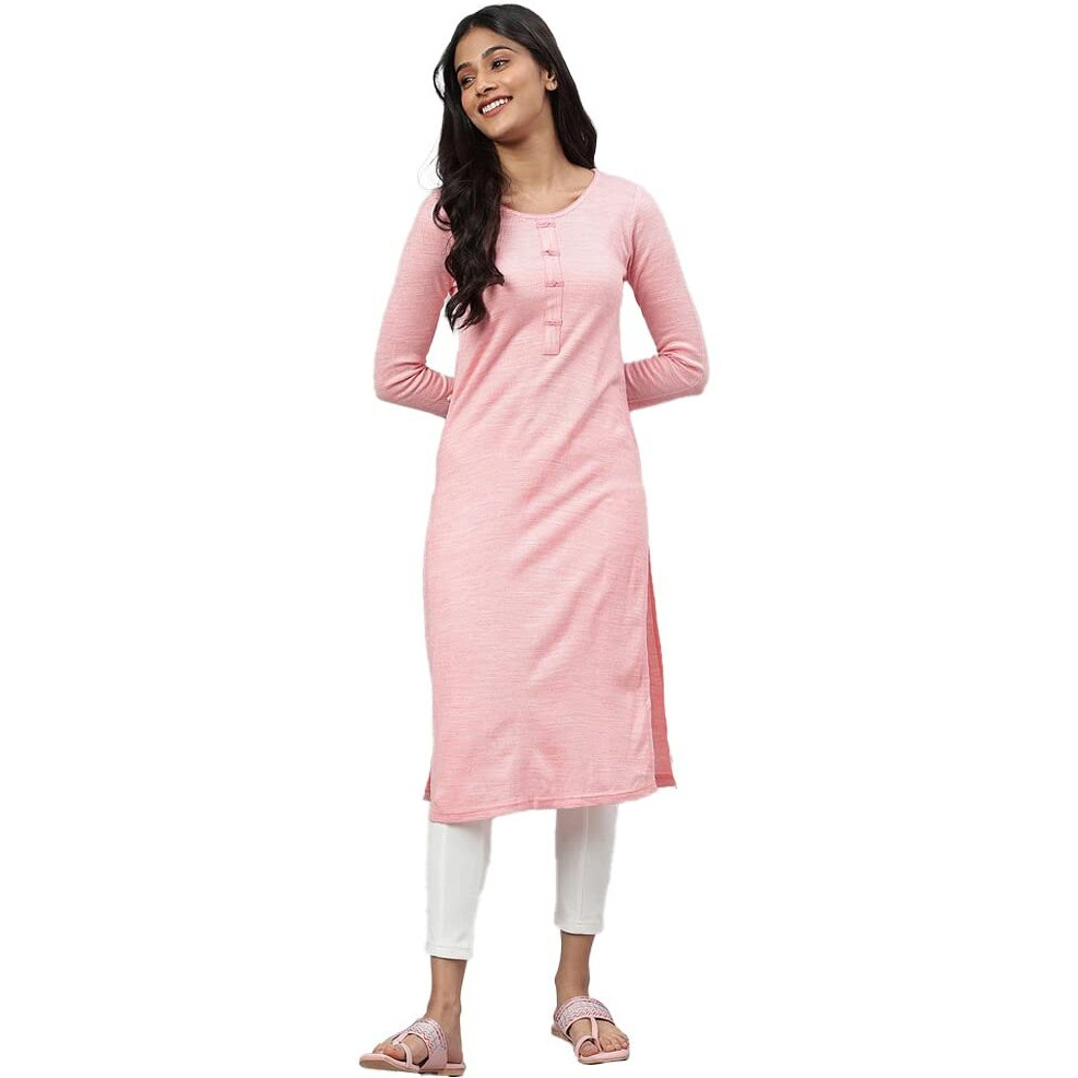 Aurelia Women's Acrylic Regular Kurta (22Noa13740-703340_Pink