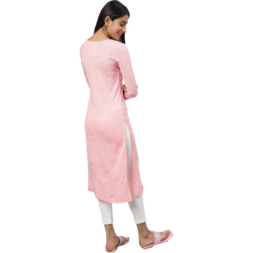 Aurelia Women's Acrylic Regular Kurta (22Noa13740-703340_Pink