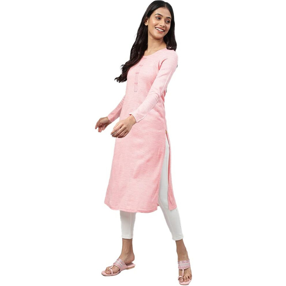 Aurelia Women's Acrylic Regular Kurta (22Noa13740-703340_Pink